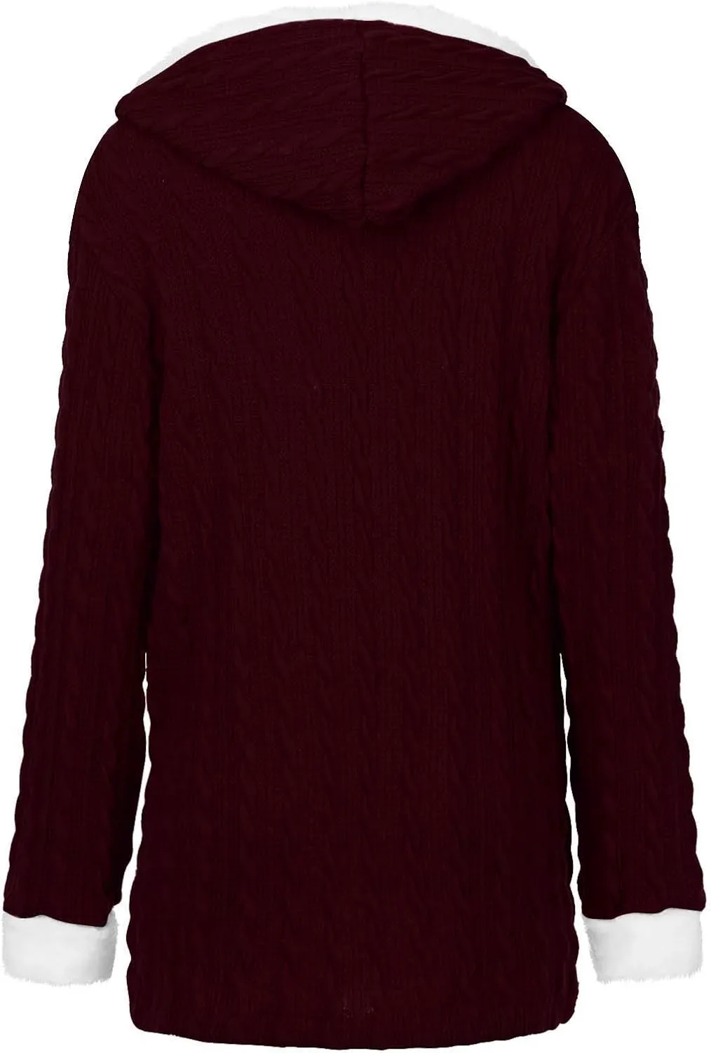 Women Casual Knit Button Long Sleeve Thick Warm Hooded Cardigan Coat Loose Long Sleeve Knit Lightweight Cardigans