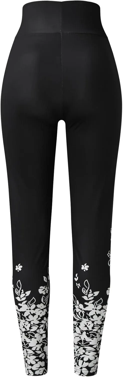 Women High Waist Sports Leggings Long Print Trousers Tights Yoga Pants Stretch Training Trousers Yoga Pant with Mesh