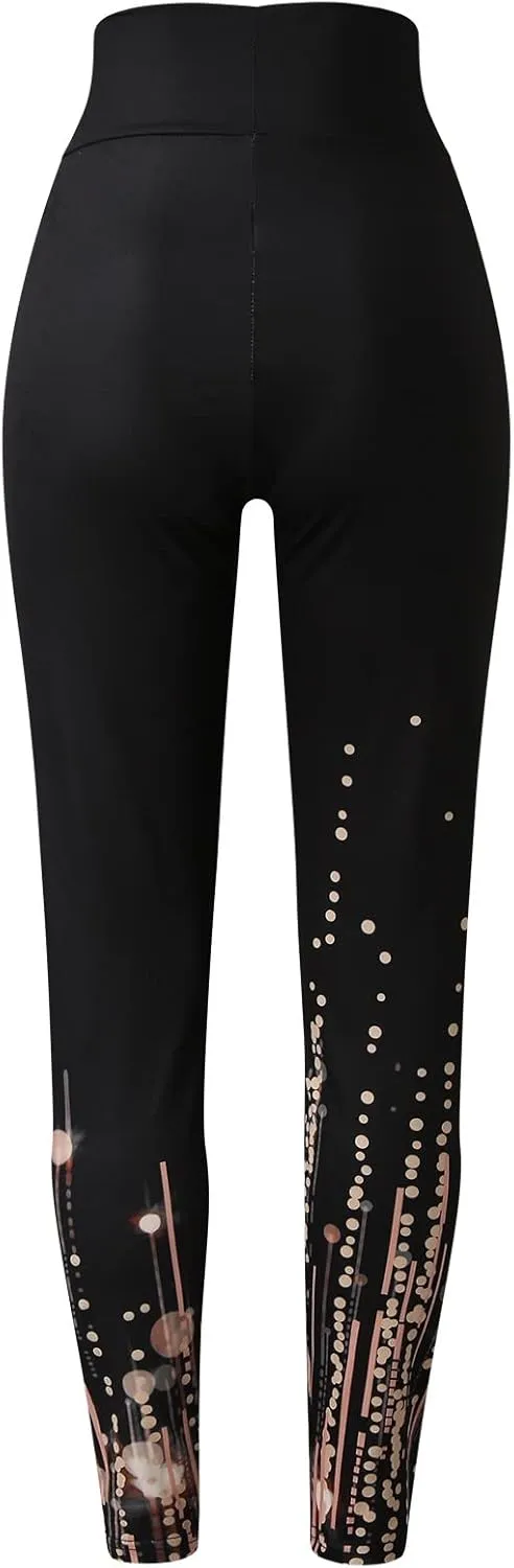 Women High Waist Sports Leggings Long Print Trousers Tights Yoga Pants Stretch Training Trousers Yoga Pant with Mesh