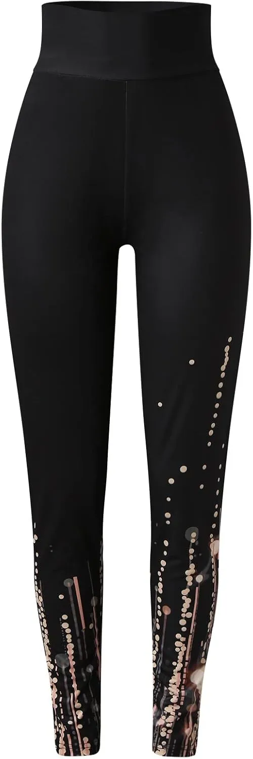 Women High Waist Sports Leggings Long Print Trousers Tights Yoga Pants Stretch Training Trousers Yoga Pant with Mesh