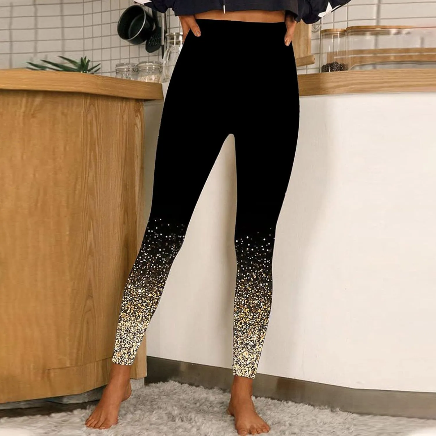 Women High Waist Sports Leggings Long Print Trousers Tights Yoga Pants Stretch Training Trousers Yoga Pant with Mesh