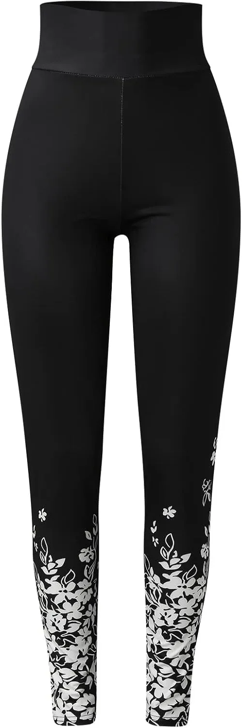 Women High Waist Sports Leggings Long Print Trousers Tights Yoga Pants Stretch Training Trousers Yoga Pant with Mesh