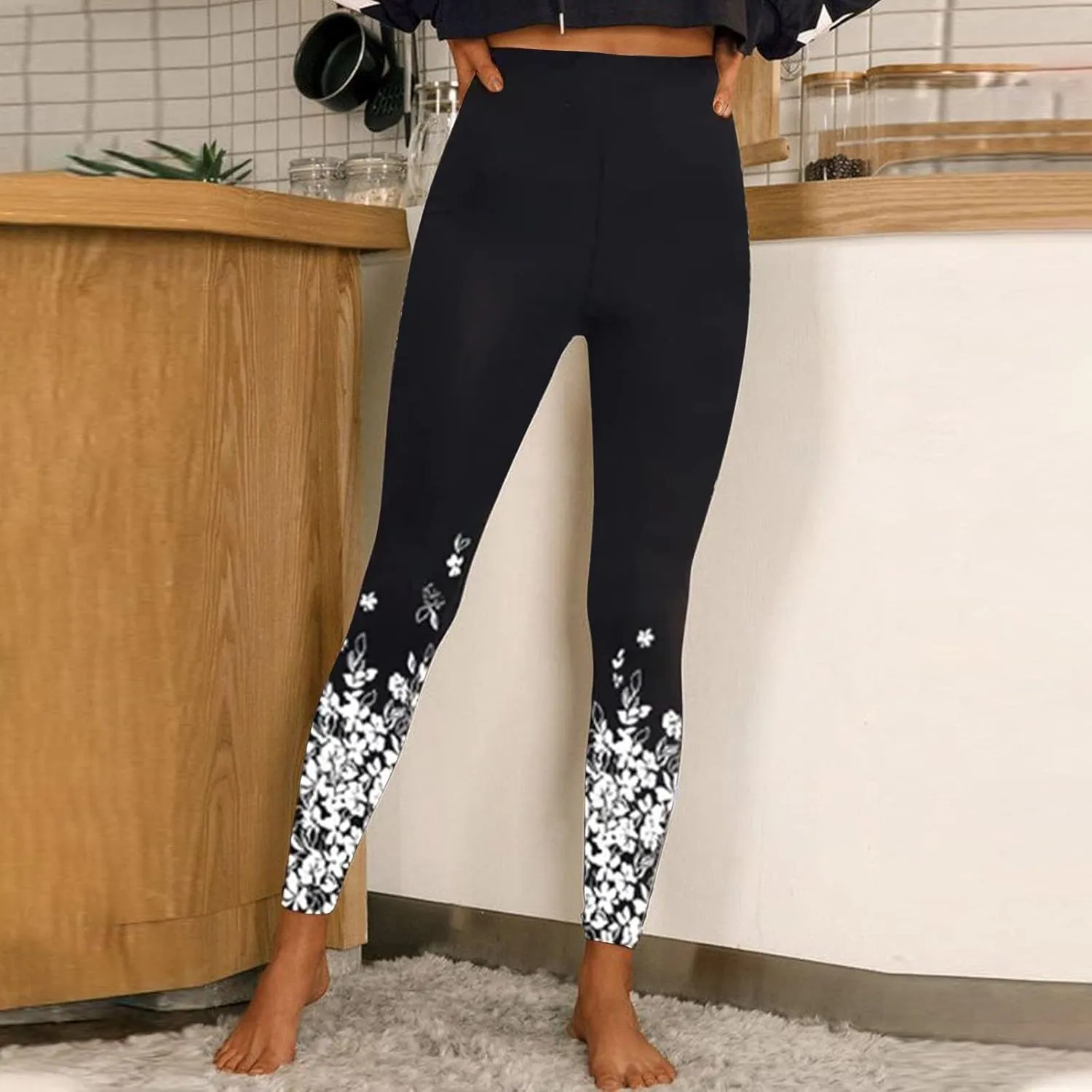 Women High Waist Sports Leggings Long Print Trousers Tights Yoga Pants Stretch Training Trousers Yoga Pant with Mesh