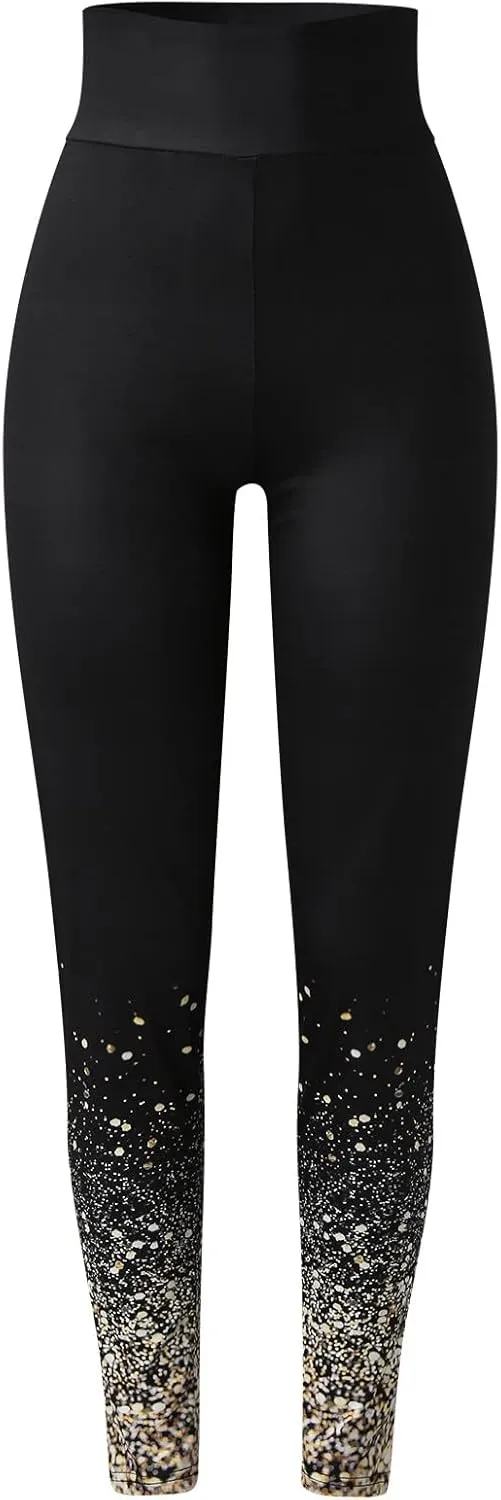 Women High Waist Sports Leggings Long Print Trousers Tights Yoga Pants Stretch Training Trousers Yoga Pant with Mesh