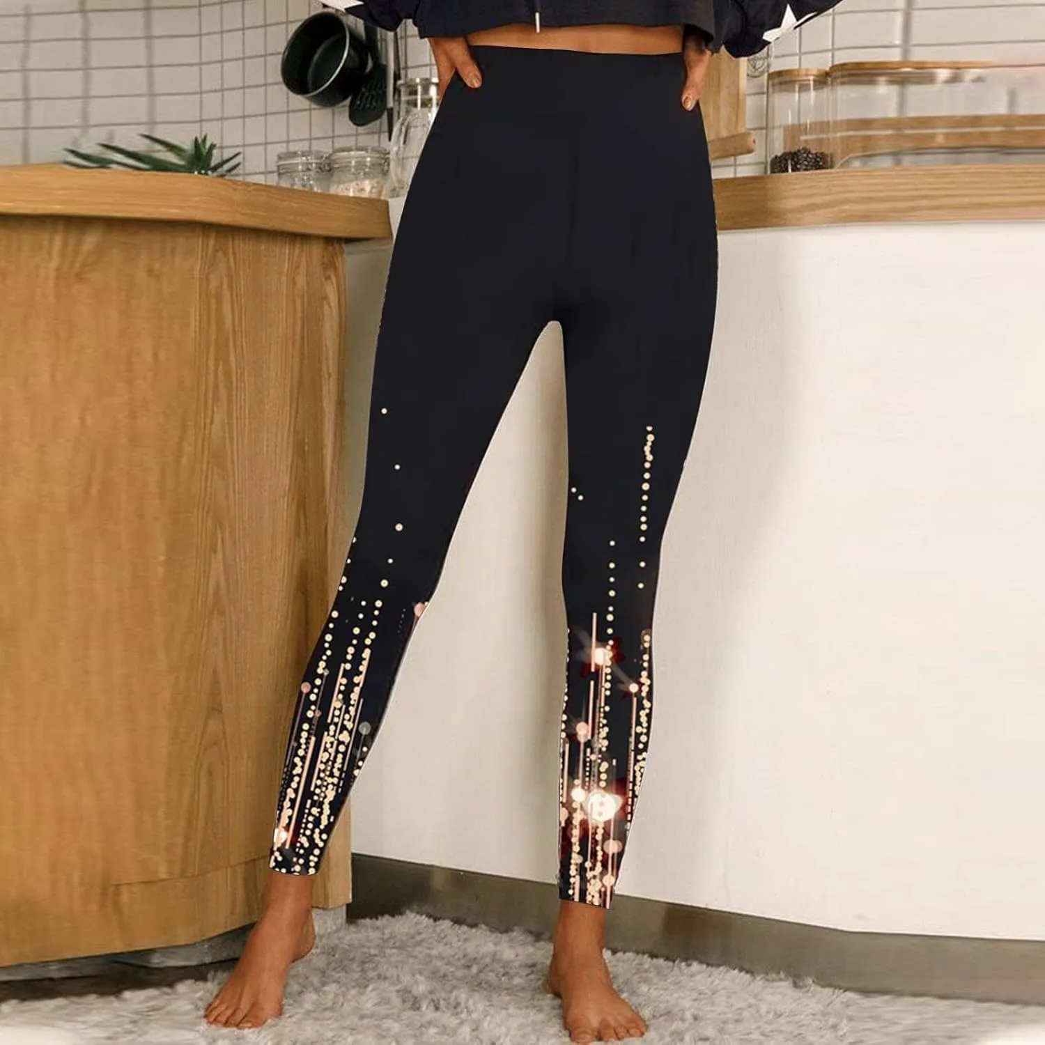 Women High Waist Sports Leggings Long Print Trousers Tights Yoga Pants Stretch Training Trousers Yoga Pant with Mesh