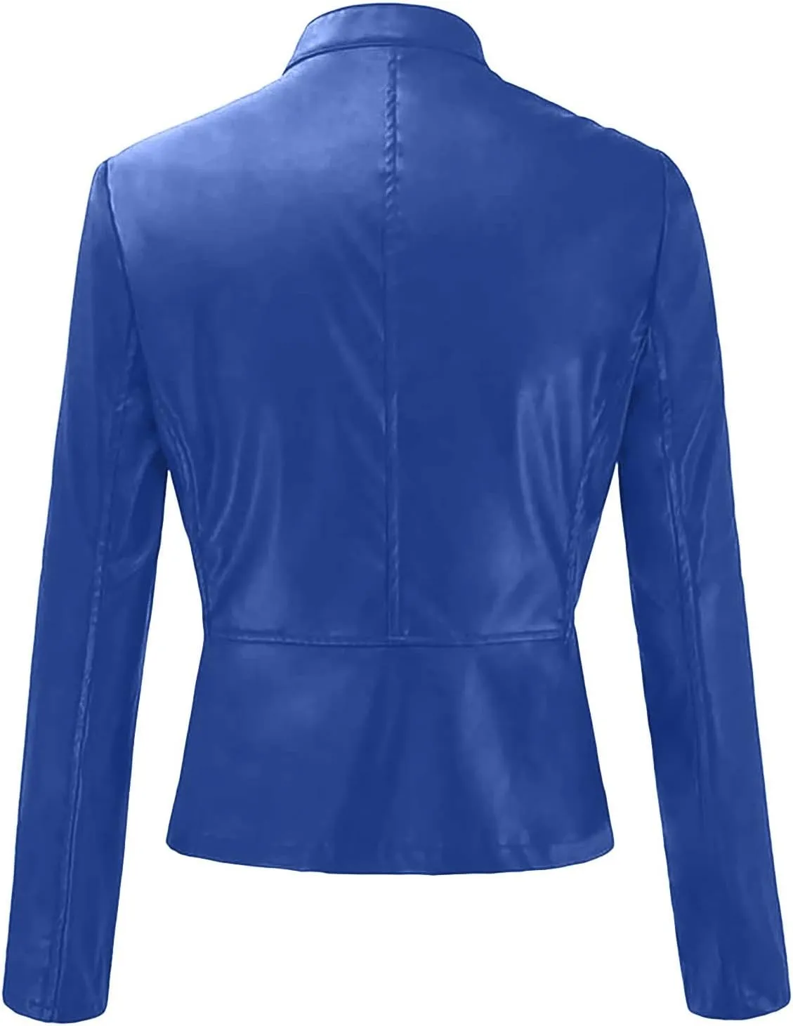 Women Jacket Coat Stand Collar Full Zip Motor Long Sleeve Leather Biker Short Punk Cropped Tops