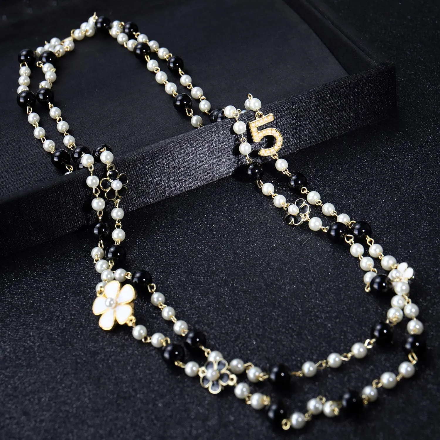 Women Long Pendants Layered Imitation Pearl Necklace