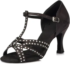 Women Open Toe Rhinestones Latin Ballroom Dance Shoes Salsa Party Bridal Wedding Performence Dancing Shoes
