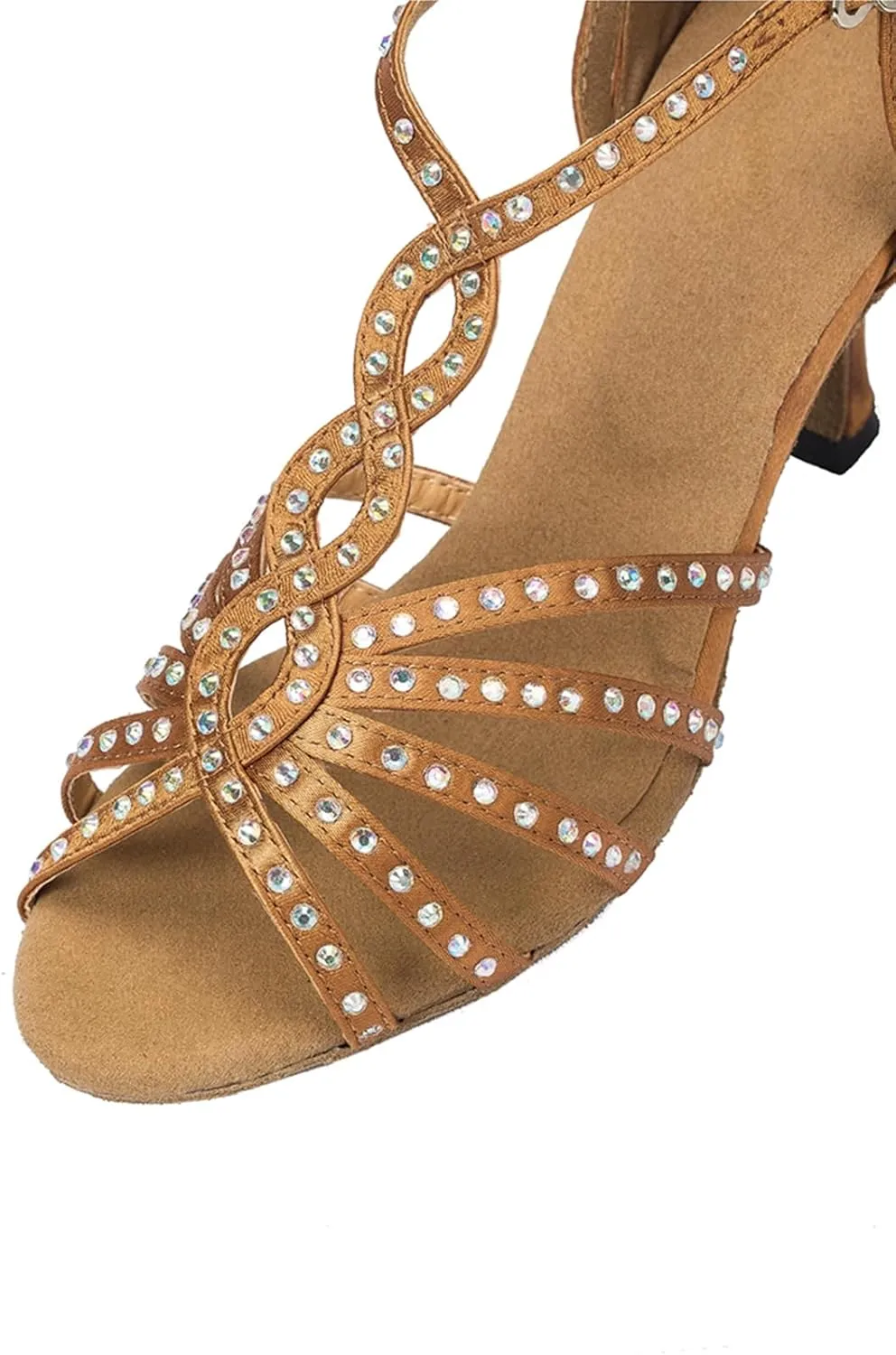 Women Open Toe Rhinestones Latin Ballroom Dance Shoes Salsa Party Bridal Wedding Performence Dancing Shoes