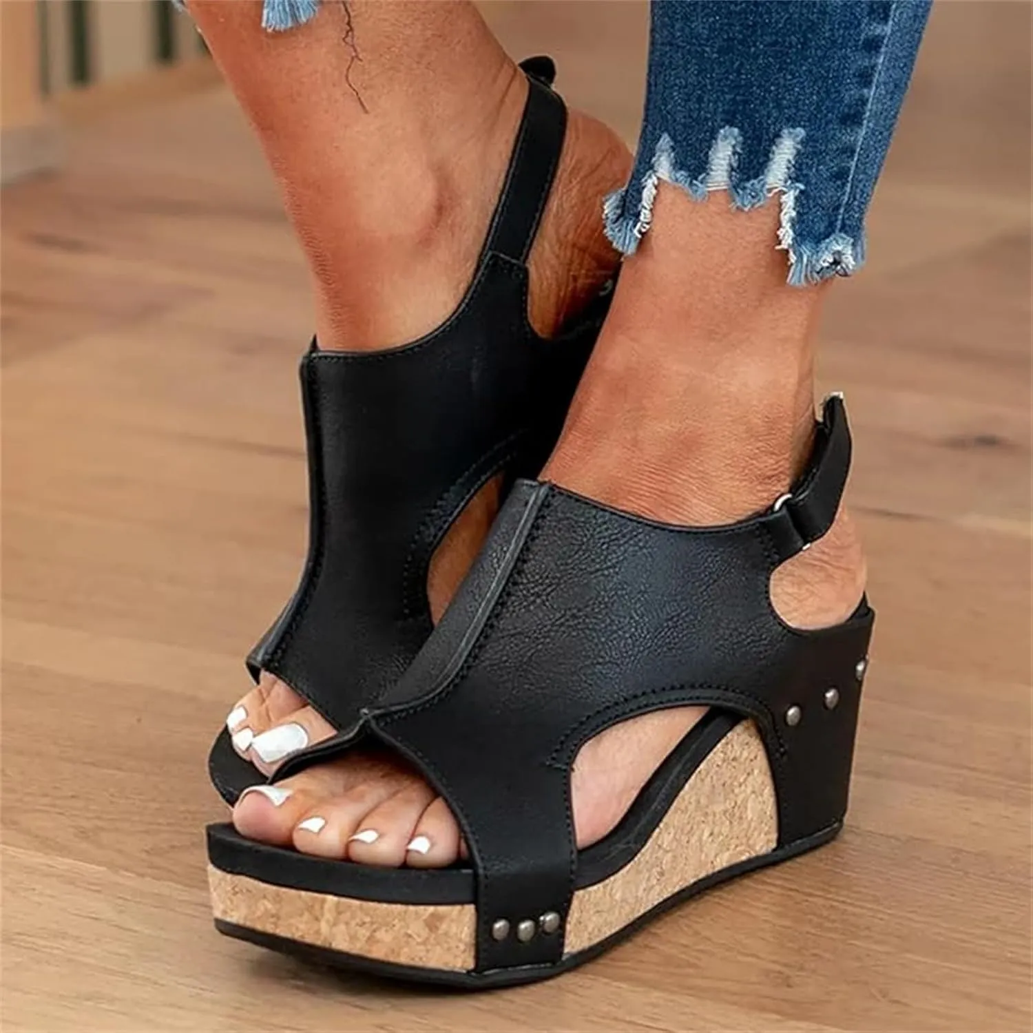 Women Sandals Comfortable Dressy Wedge Platform Sandals Open Toe Ankle Strap Slip on Summer Casual Dress Shoes Sandalias 2024
