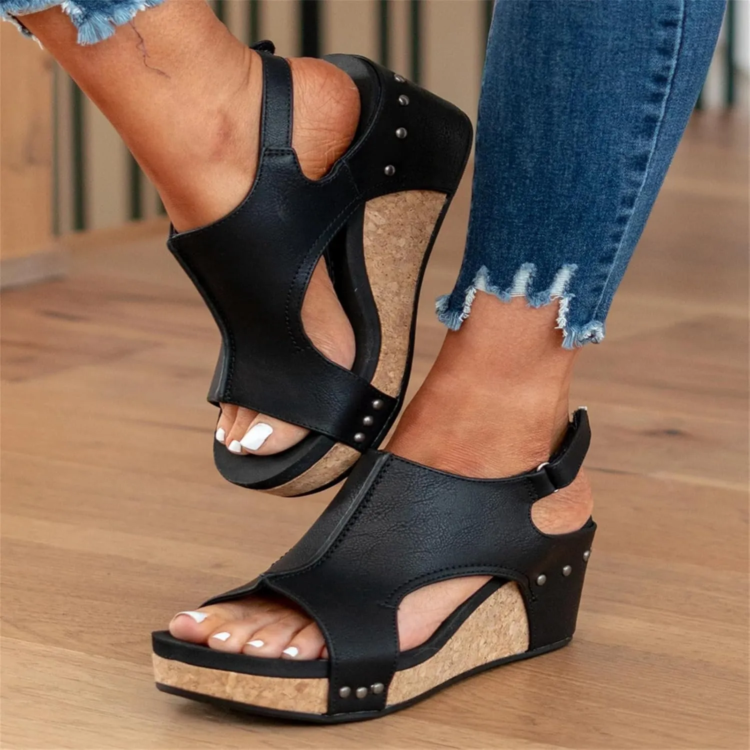 Women Sandals Comfortable Dressy Wedge Platform Sandals Open Toe Ankle Strap Slip on Summer Casual Dress Shoes Sandalias 2024