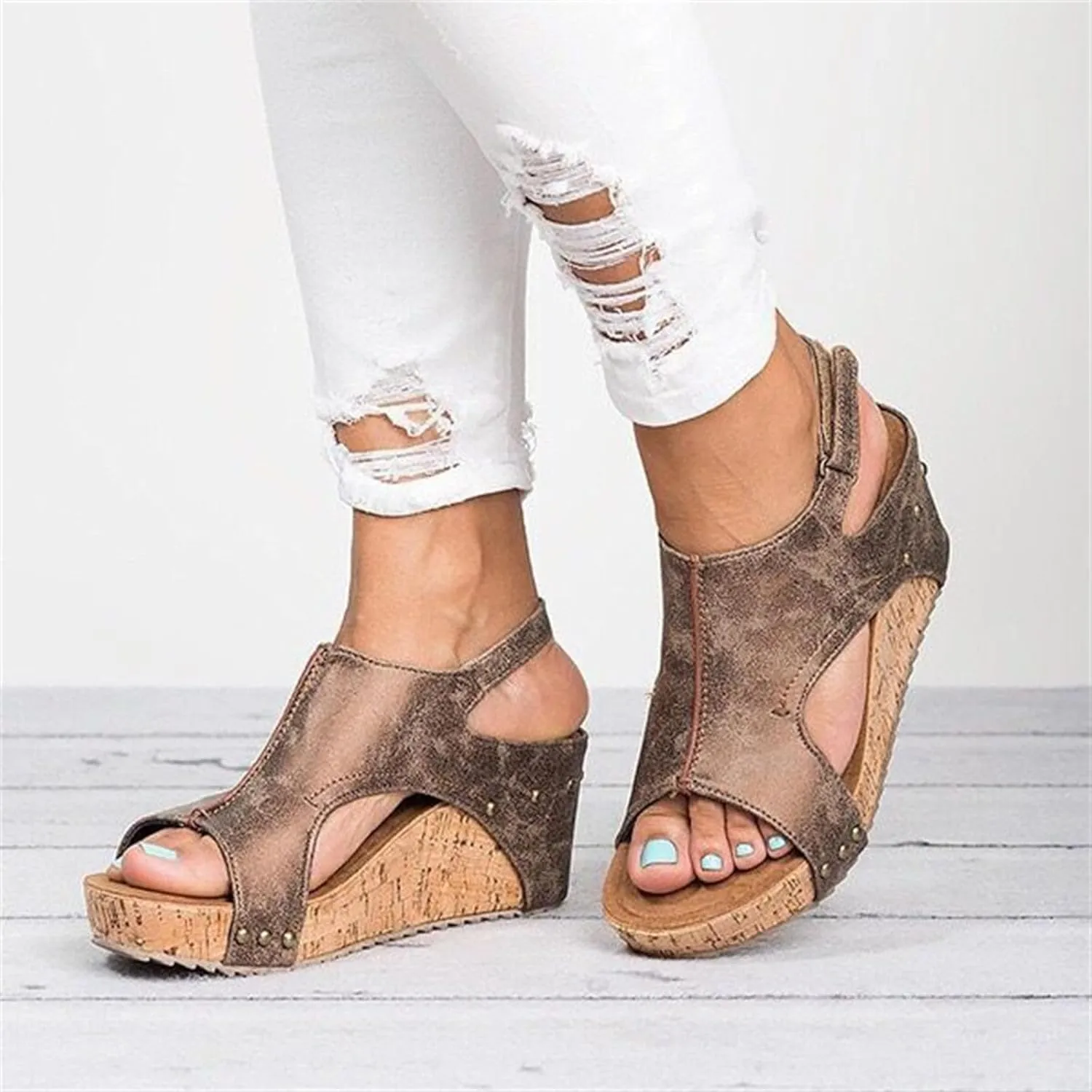 Women Sandals Comfortable Dressy Wedge Platform Sandals Slip on Bohemia Flatform Open Toe Ankle Strap Summer Dress Shoes