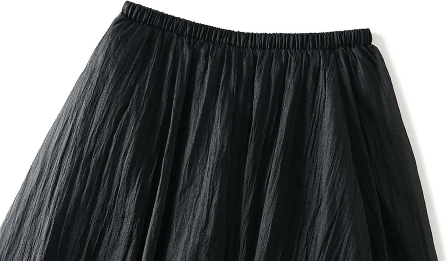 Women Tulle Skirt Elastic High Waist Irregular Hem Pleated Mesh Girl's A Line Midi Layered Skirt