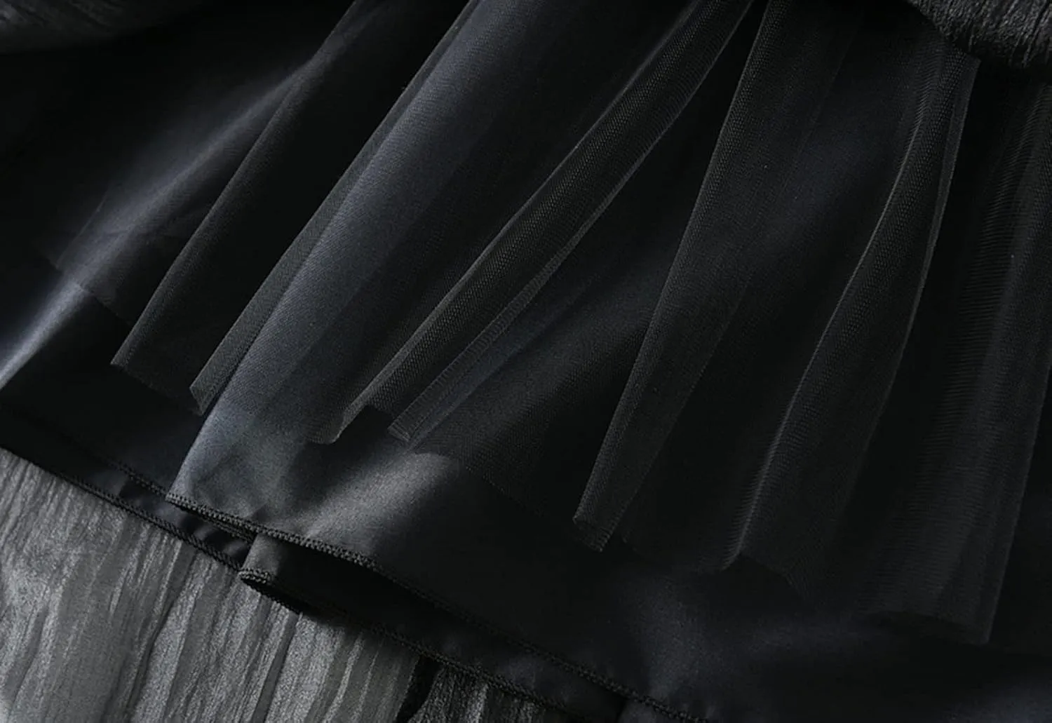 Women Tulle Skirt Elastic High Waist Irregular Hem Pleated Mesh Girl's A Line Midi Layered Skirt