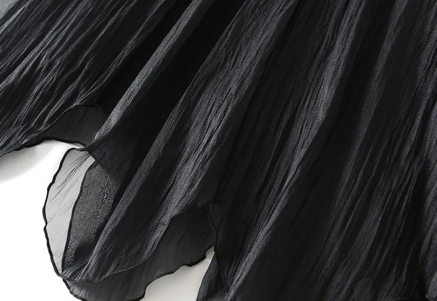 Women Tulle Skirt Elastic High Waist Irregular Hem Pleated Mesh Girl's A Line Midi Layered Skirt