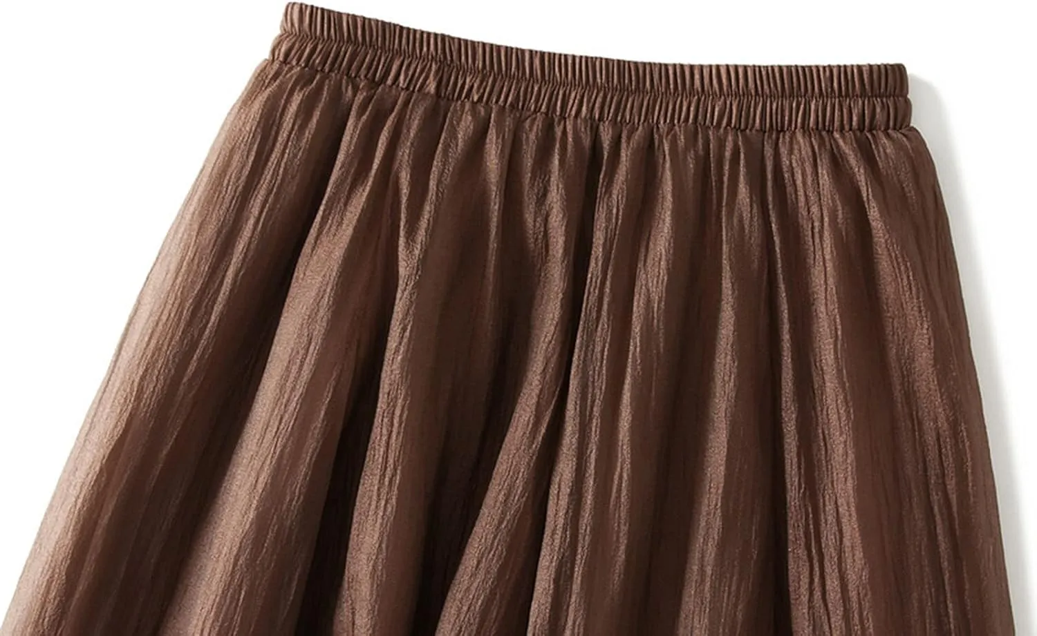 Women Tulle Skirt Elastic High Waist Irregular Hem Pleated Mesh Girl's A Line Midi Layered Skirt