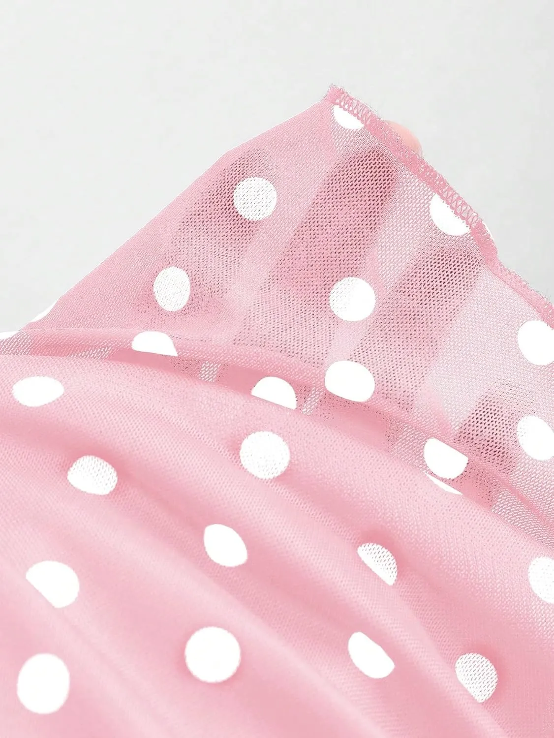 Women Y2k Cute Polka Dot Mesh A-Line Mini Skirt Vintage Low Rise Dots Printed Flowy Short Skort Summer Skirts