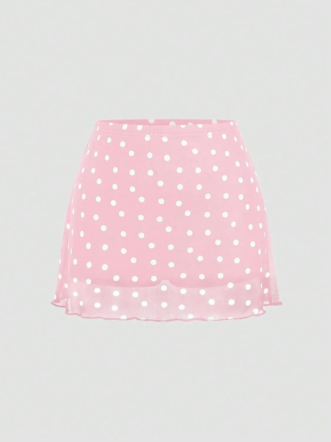 Women Y2k Cute Polka Dot Mesh A-Line Mini Skirt Vintage Low Rise Dots Printed Flowy Short Skort Summer Skirts