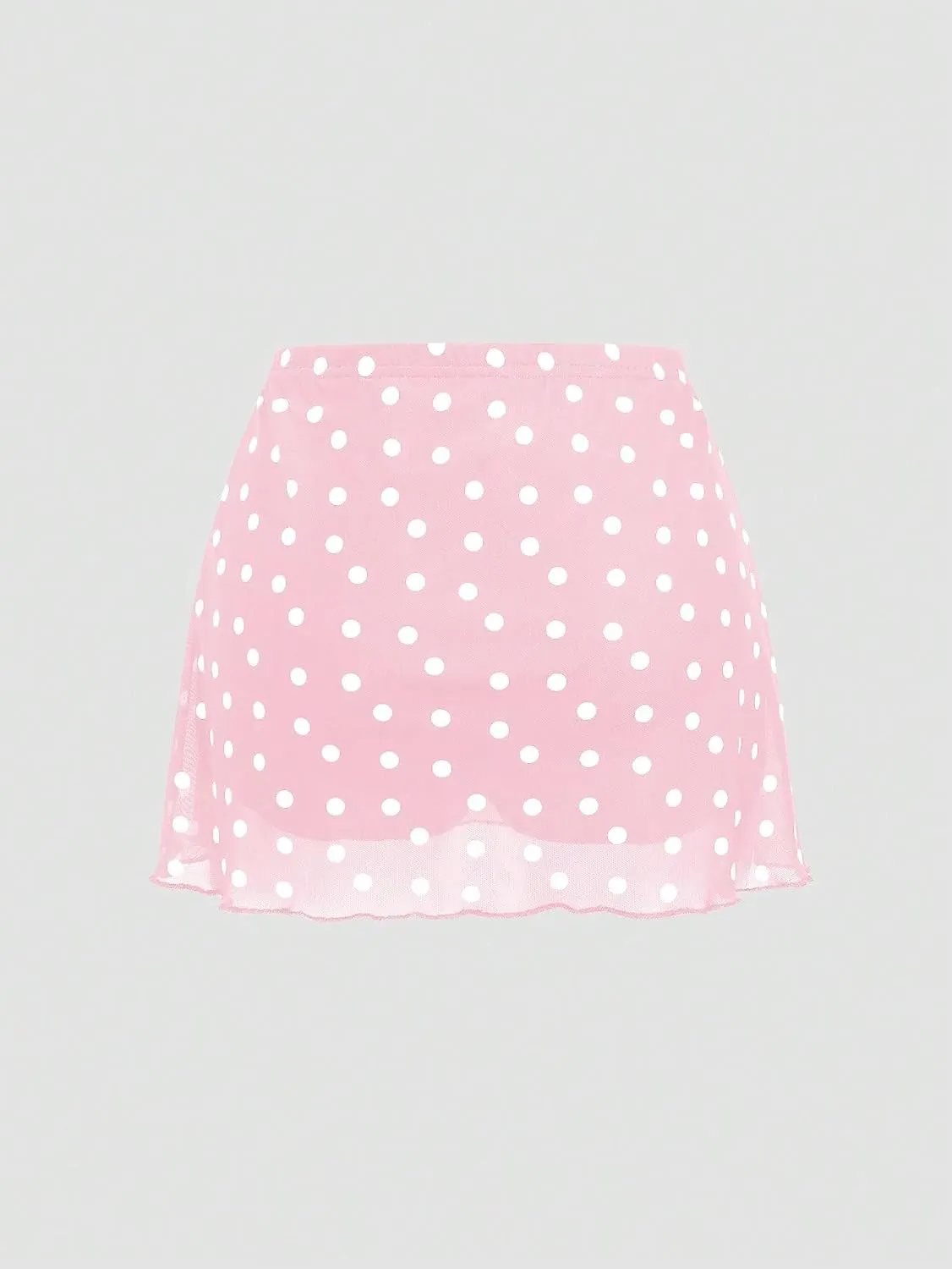 Women Y2k Cute Polka Dot Mesh A-Line Mini Skirt Vintage Low Rise Dots Printed Flowy Short Skort Summer Skirts