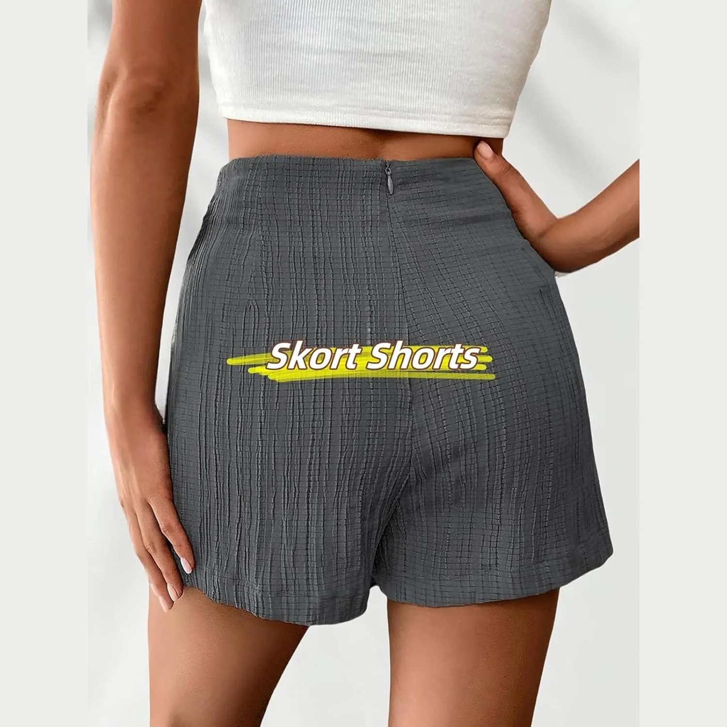 Women's Asymmetric Solid Color Self-Tie Mini Skirt Beach OutfitsKnot High Waist Belted SkortsFashion Beach Skirt