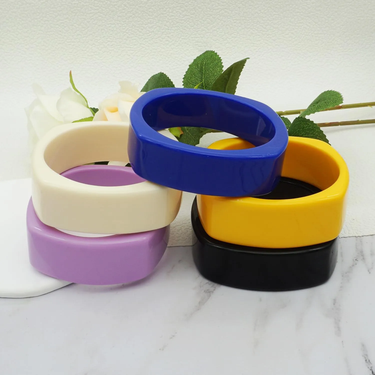 Womens Big Bangle Candy Color Resin Wide Bracelet Bangles Personalized
