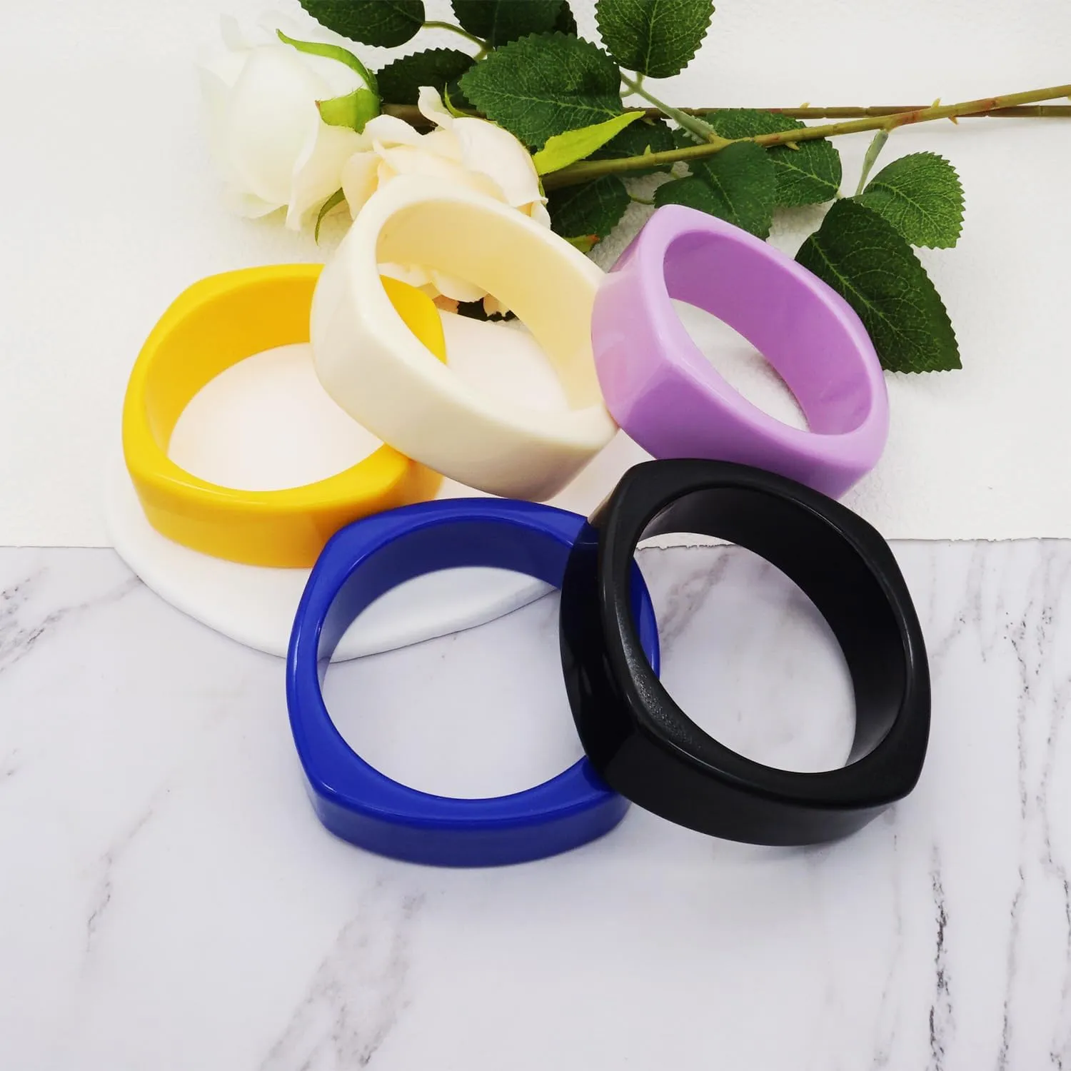 Womens Big Bangle Candy Color Resin Wide Bracelet Bangles Personalized