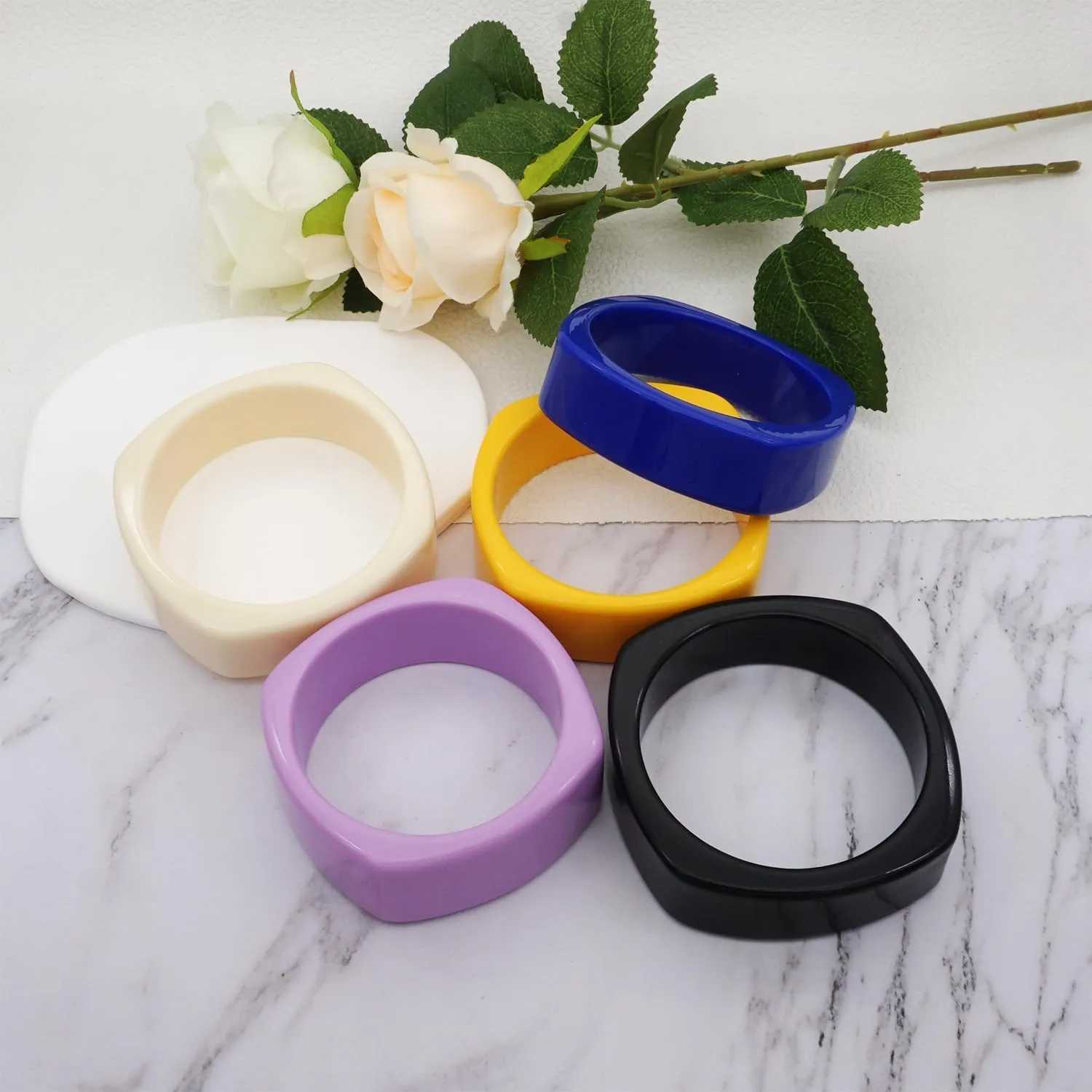 Womens Big Bangle Candy Color Resin Wide Bracelet Bangles Personalized