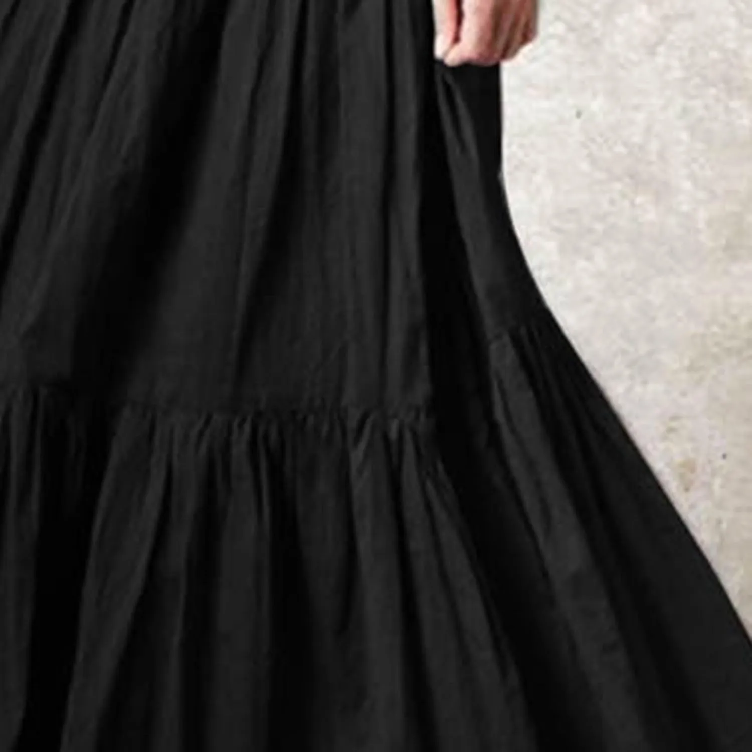 Women??S Boho Elastic High Waist Maxi Skirts Pleated A-Line Flowy Swing Skirt Asymmetric Tiered Maxi Long Skirt Dress