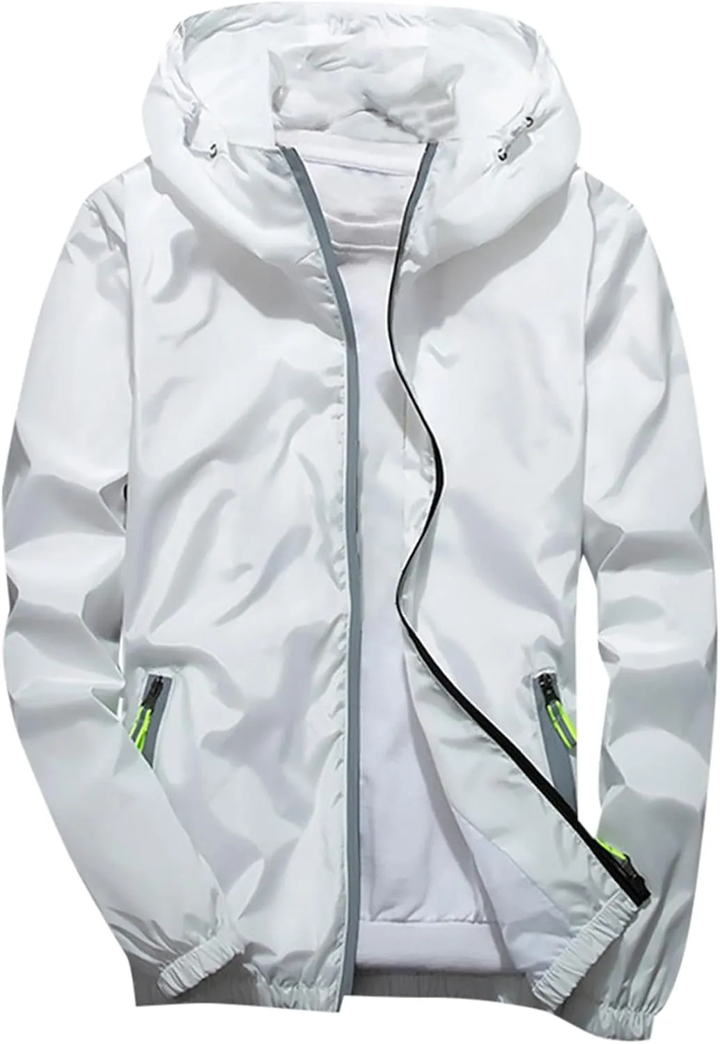 Women's Cycling Windbreaker Jacket, Waterproof Running Workout Rain Jackets, Packable Reflective Hiking Hoodie