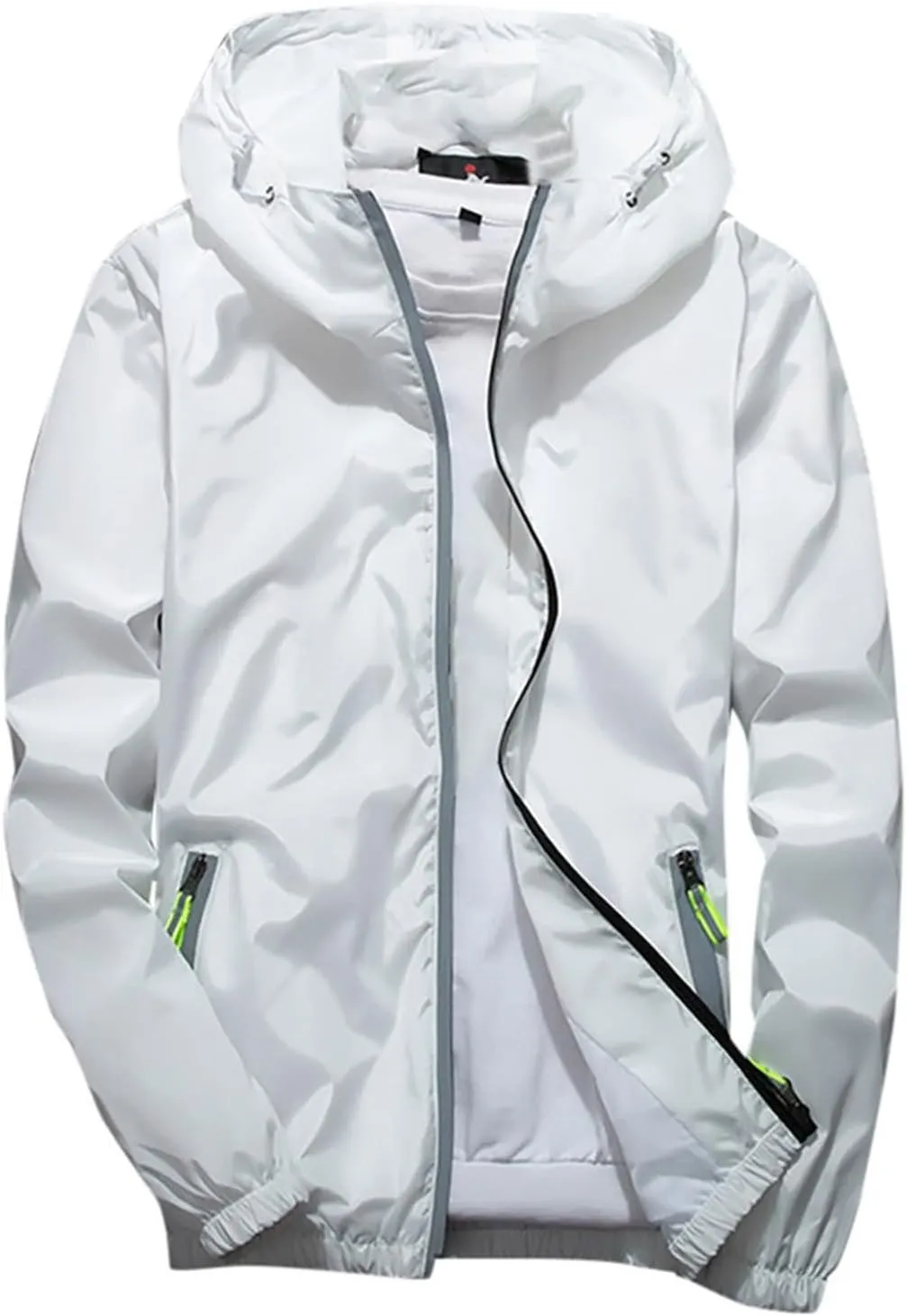 Women's Cycling Windbreaker Jacket, Waterproof Running Workout Rain Jackets, Packable Reflective Hiking Hoodie