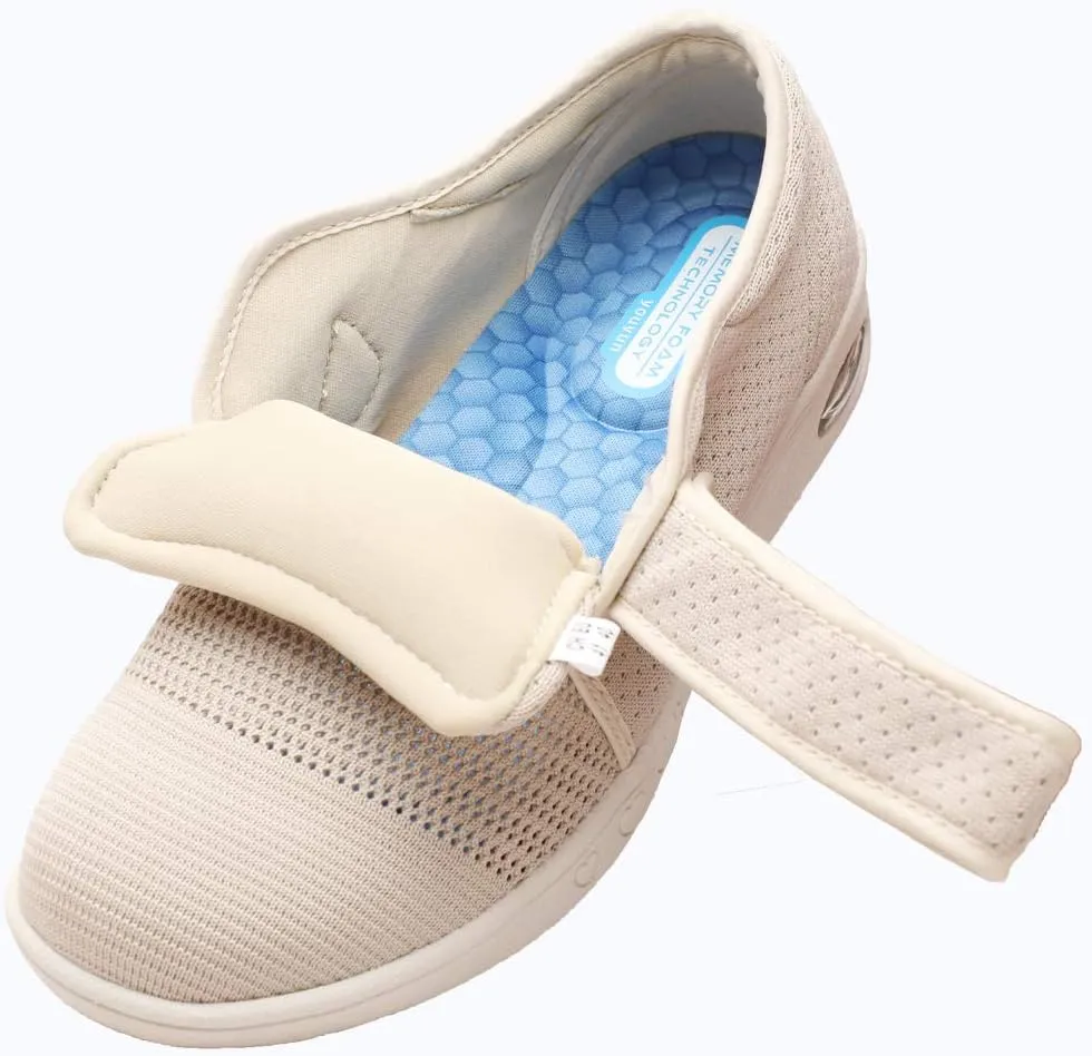 Women's Diabetic Shoes for Women Casual Adjustable Walking Shoes Wide Shoes for Elderly Swollen Feet Non-Slip Air Cushion Bottom Fattening and Widening
