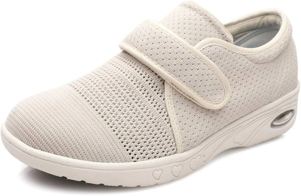 Women's Diabetic Shoes for Women Casual Adjustable Walking Shoes Wide Shoes for Elderly Swollen Feet Non-Slip Air Cushion Bottom Fattening and Widening