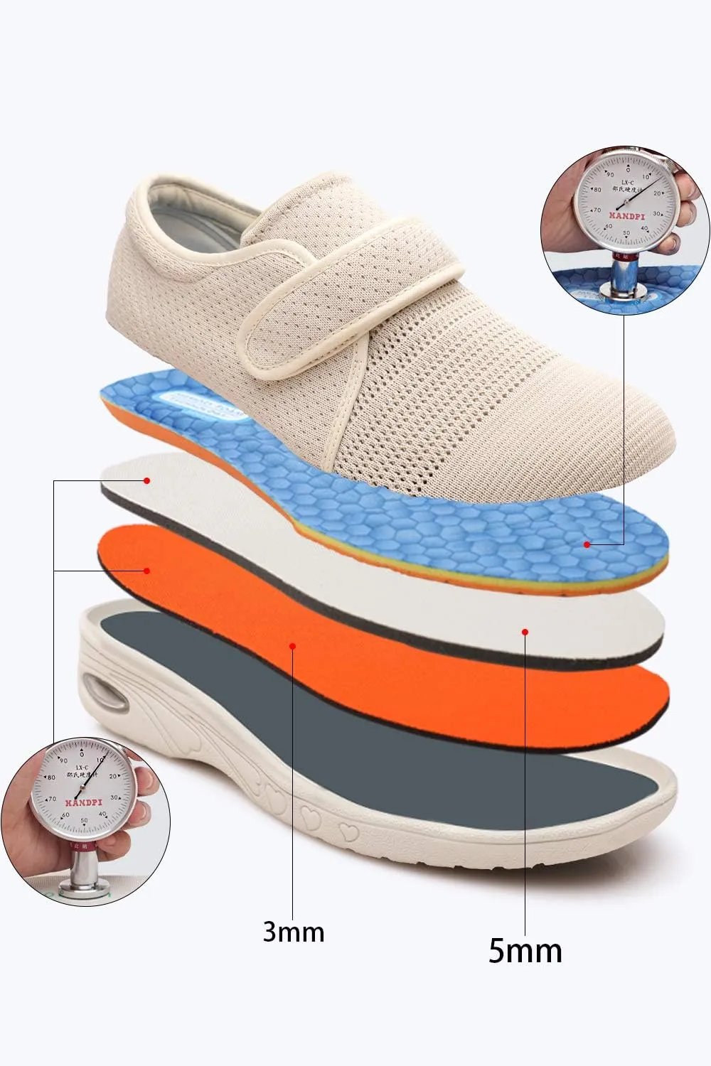 Women's Diabetic Shoes for Women Casual Adjustable Walking Shoes Wide Shoes for Elderly Swollen Feet Non-Slip Air Cushion Bottom Fattening and Widening