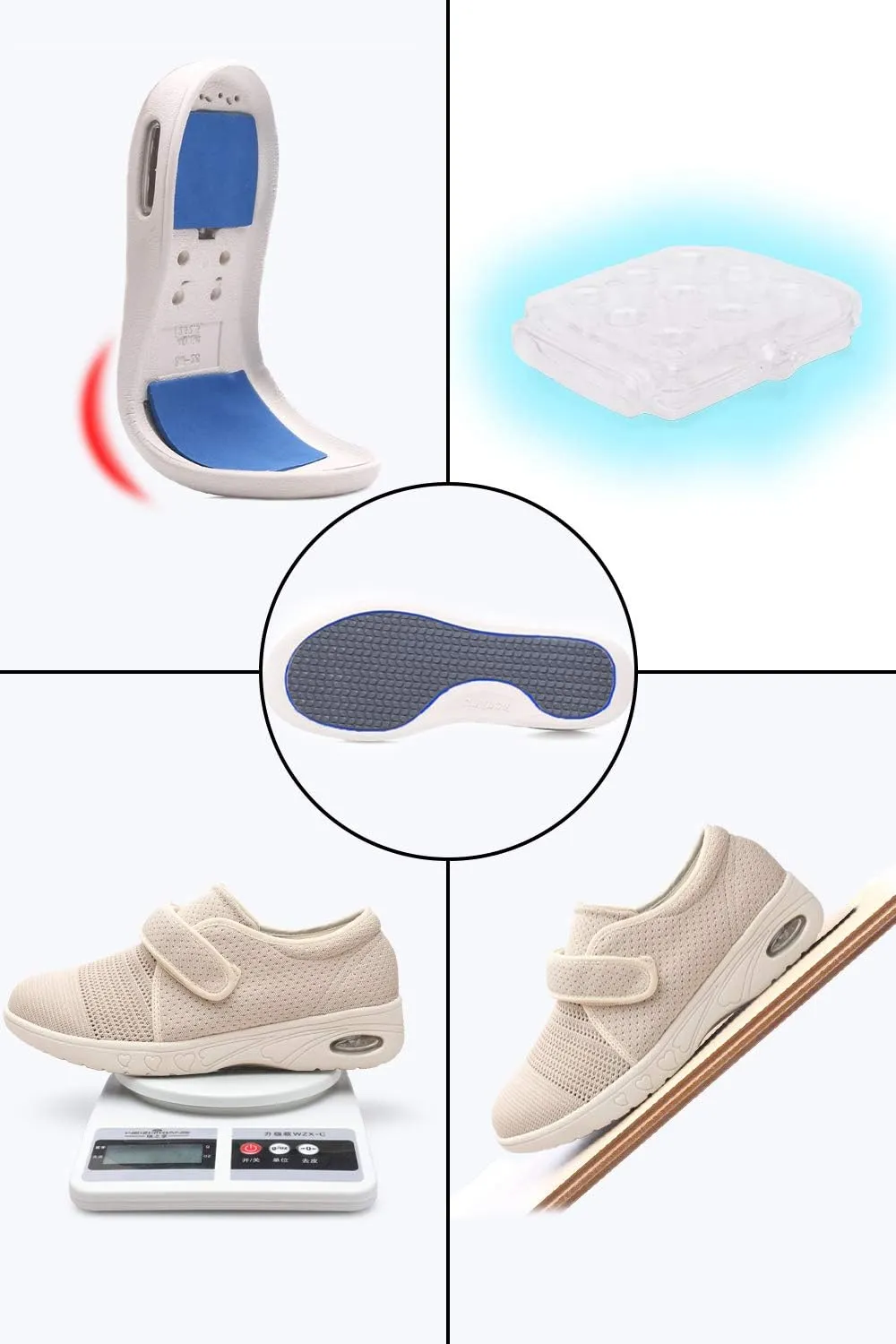Women's Diabetic Shoes for Women Casual Adjustable Walking Shoes Wide Shoes for Elderly Swollen Feet Non-Slip Air Cushion Bottom Fattening and Widening