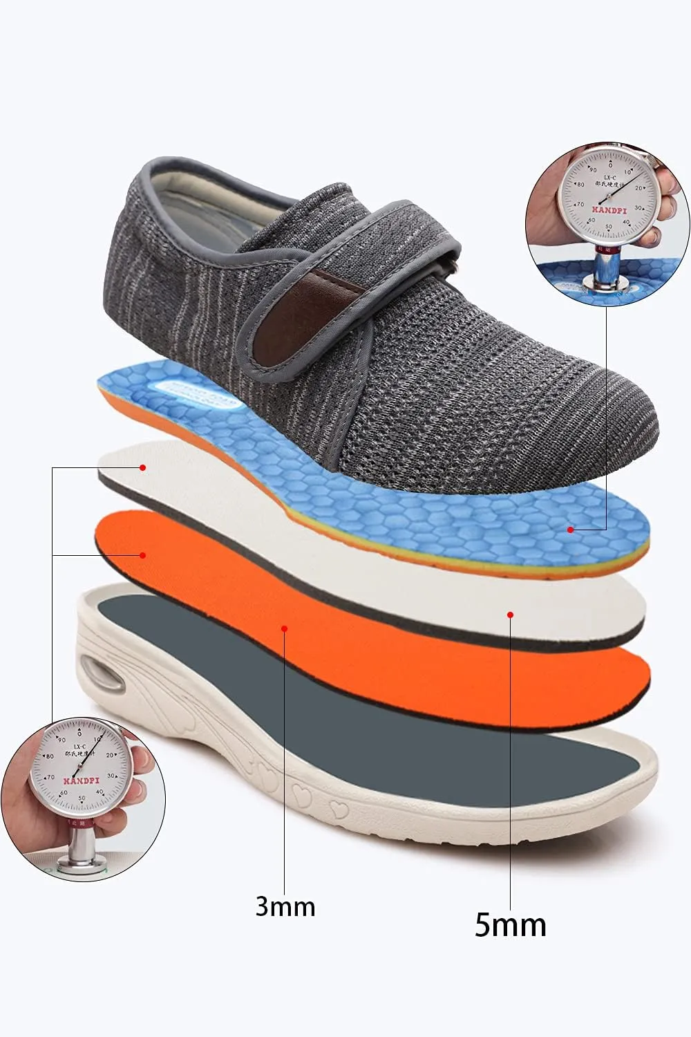 Women's Diabetic Shoes for Women Casual Adjustable Walking Shoes Wide Shoes for Elderly Swollen Feet Non-Slip Air Cushion Bottom Fattening and Widening