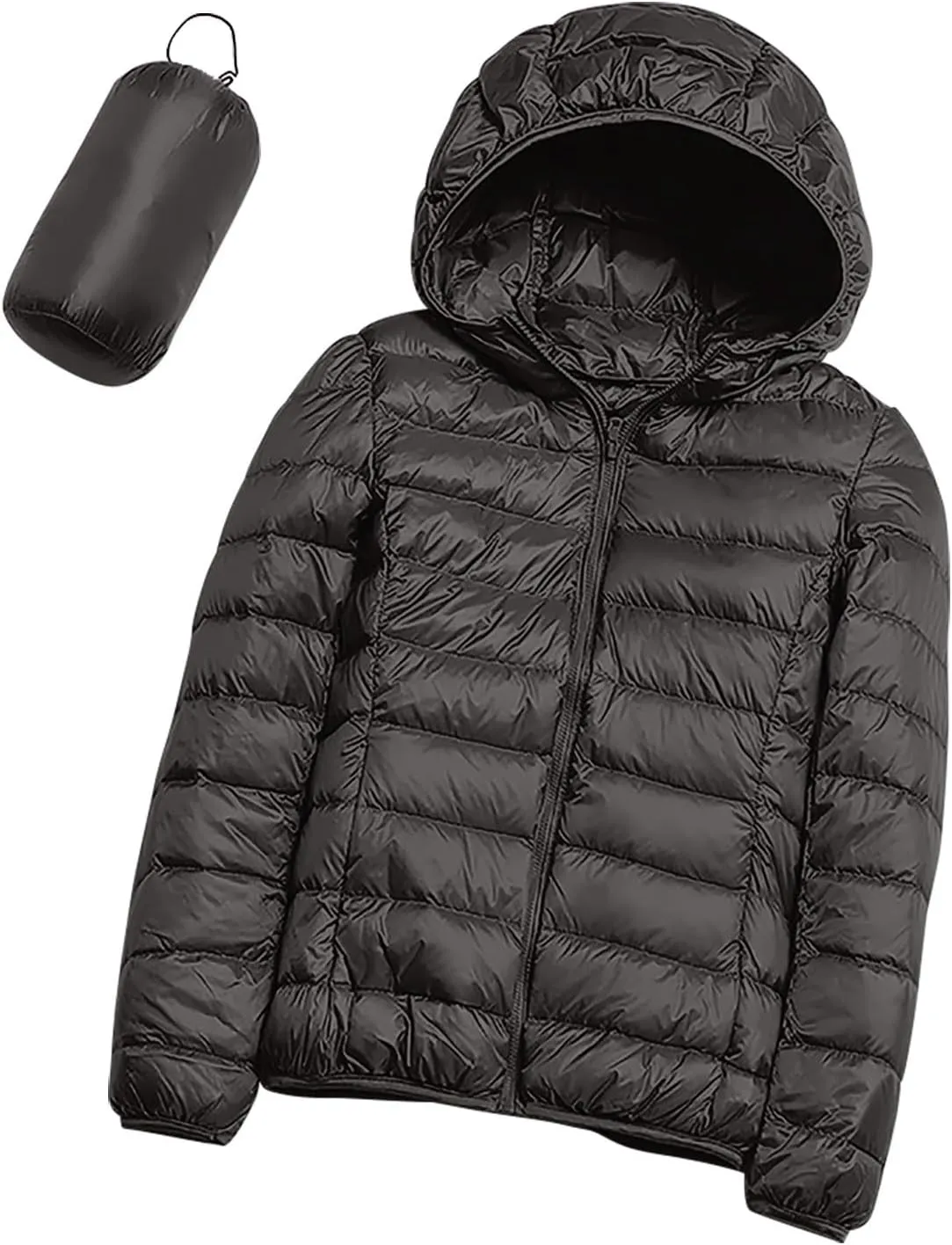Women's Down Jacket Winter Warm Snow Coat Fashion Solid Color Long Sleeves Zipper Lightweight Cotton Parkas Jacket