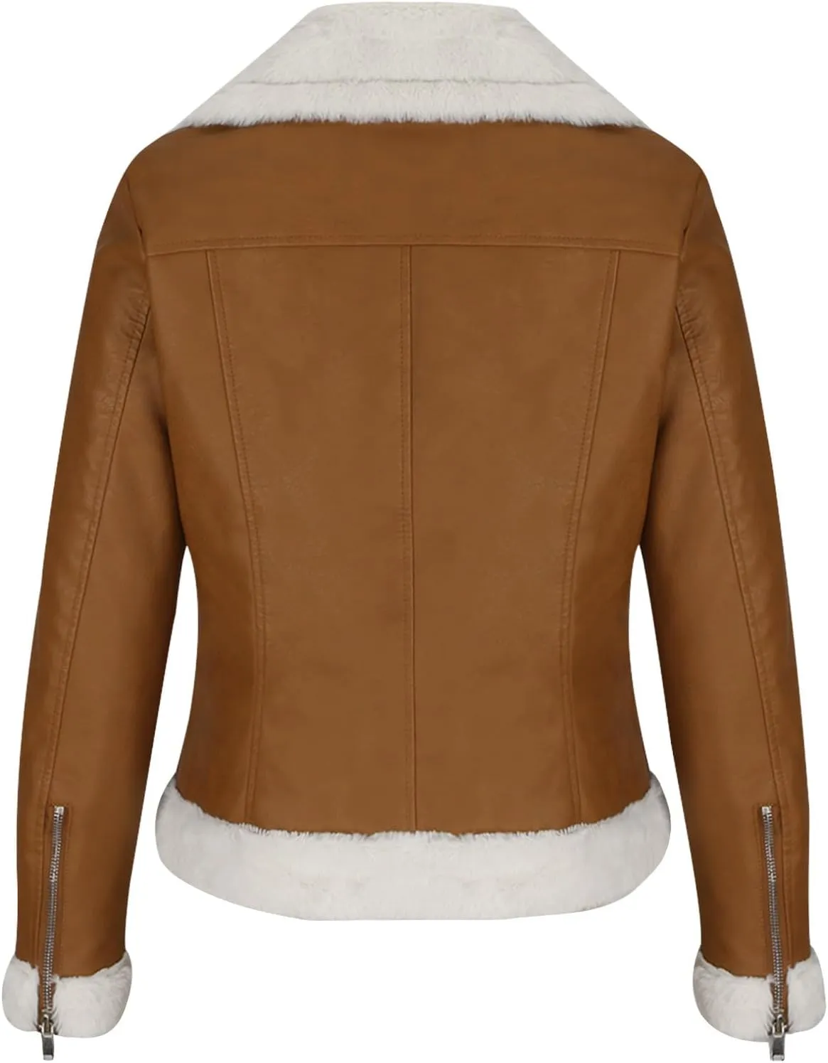 Women's Faux Leather Jackets 2024 Fall Winter Outfits Clothes Long Sleeve Zip Up Moto Biker Slim Cropped Coat Outwear