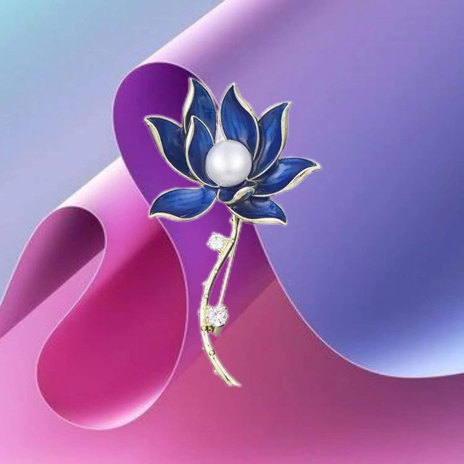 Women's Fine Pins -Van Gogh Sunflower  Star, Sailboat, Sapphire Blue Lotus, Red Plum and White Magnolia Rose Enamel Pins Gifts