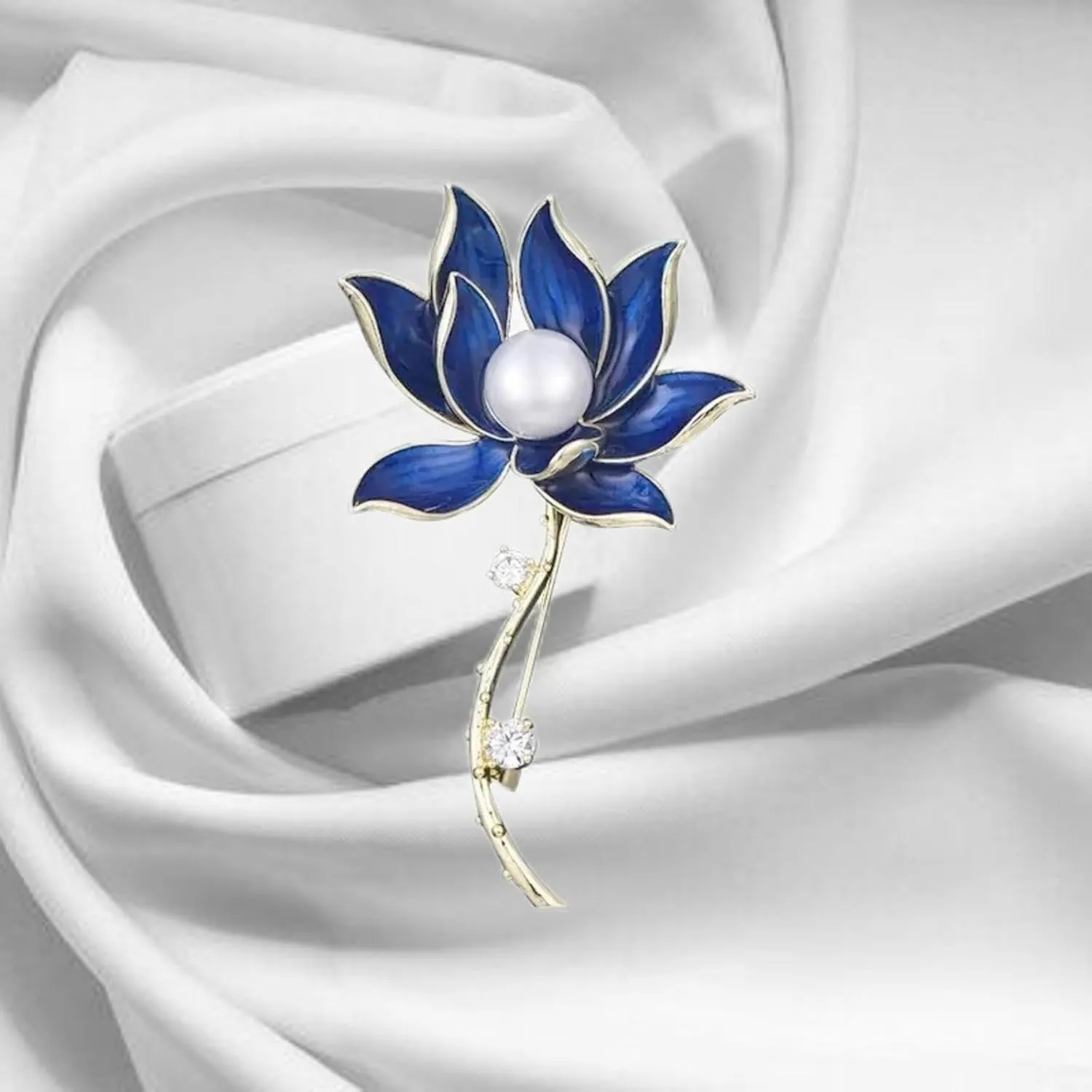 Women's Fine Pins -Van Gogh Sunflower  Star, Sailboat, Sapphire Blue Lotus, Red Plum and White Magnolia Rose Enamel Pins Gifts