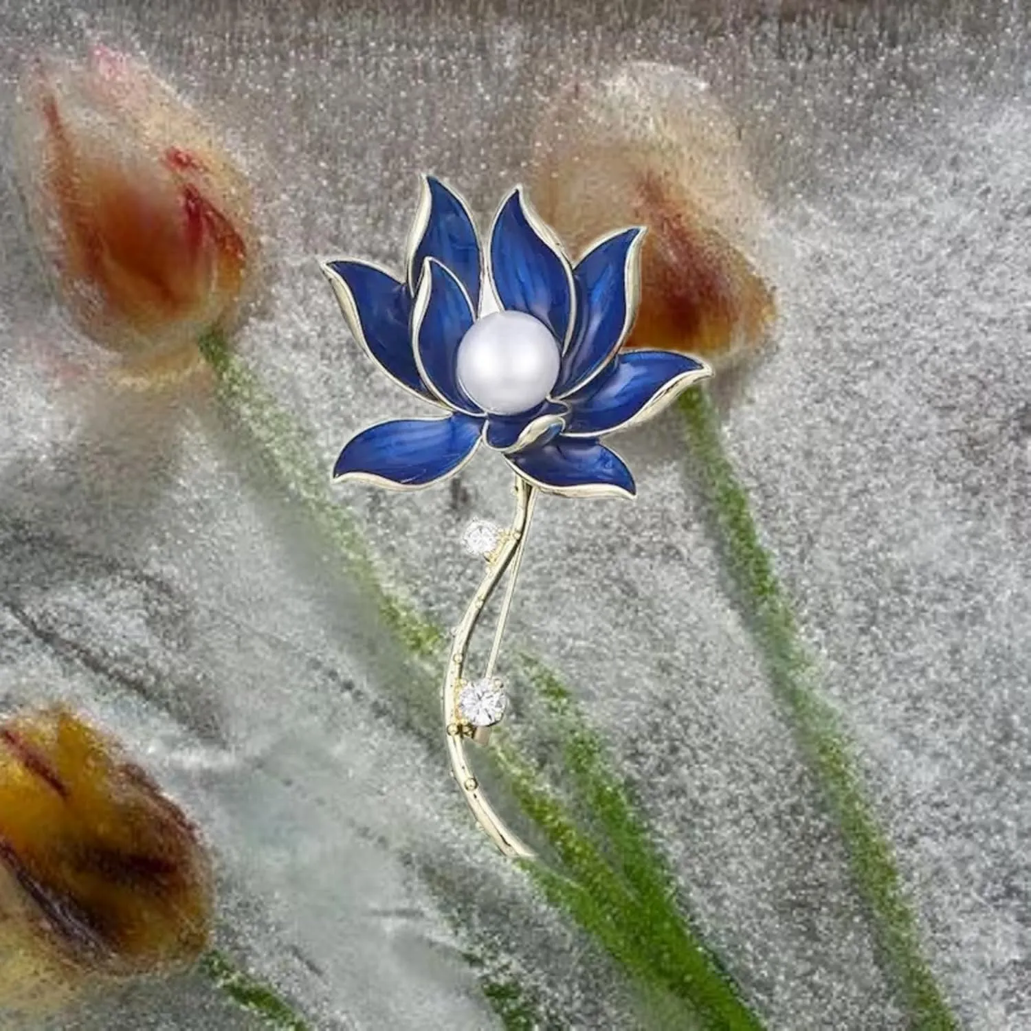 Women's Fine Pins -Van Gogh Sunflower  Star, Sailboat, Sapphire Blue Lotus, Red Plum and White Magnolia Rose Enamel Pins Gifts