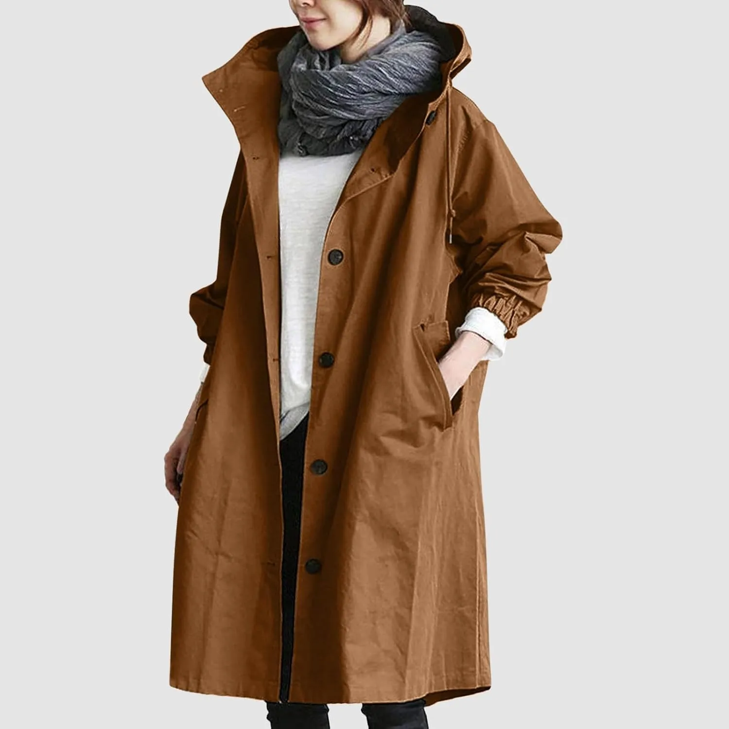 Womens Jackets Dressy Casual Winter Plus Size Trench Coat Loose Windbreaker Long Outwear Trendy Windbreaker Outwear