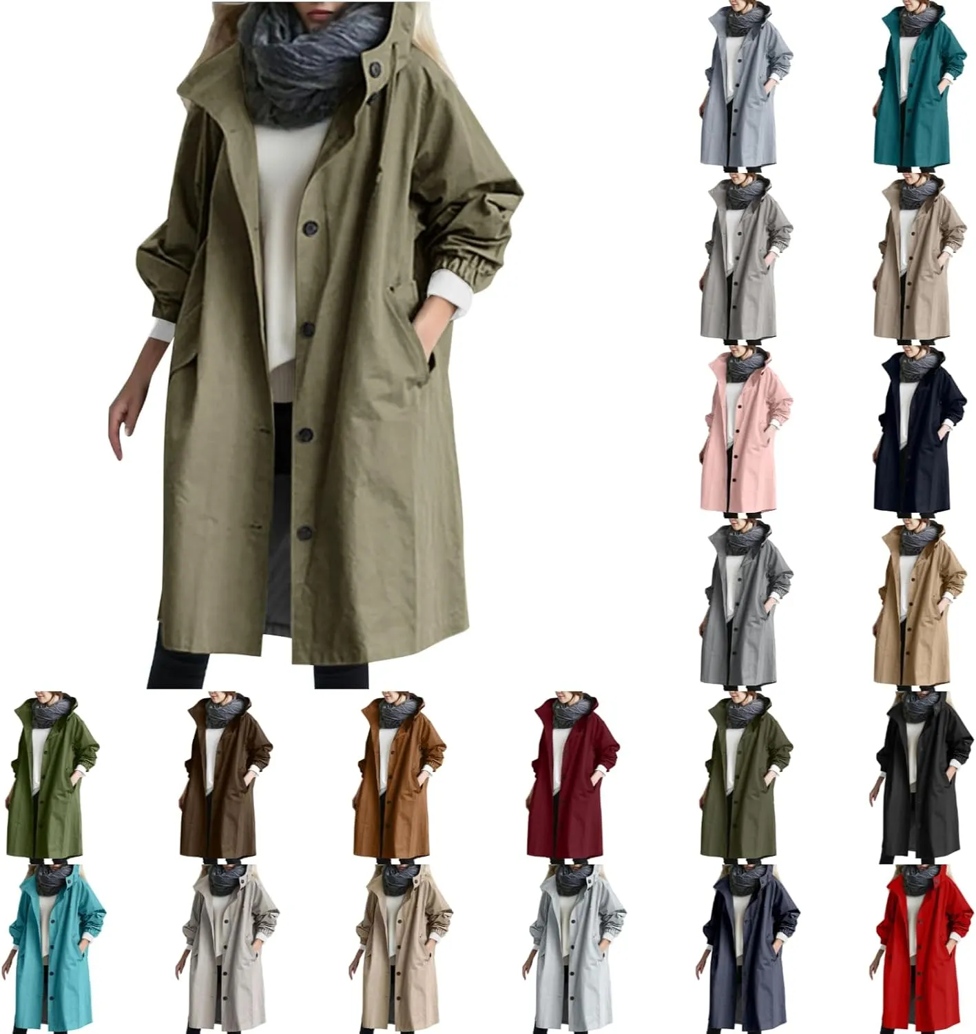 Womens Jackets Dressy Casual Winter Plus Size Trench Coat Loose Windbreaker Long Outwear Trendy Windbreaker Outwear