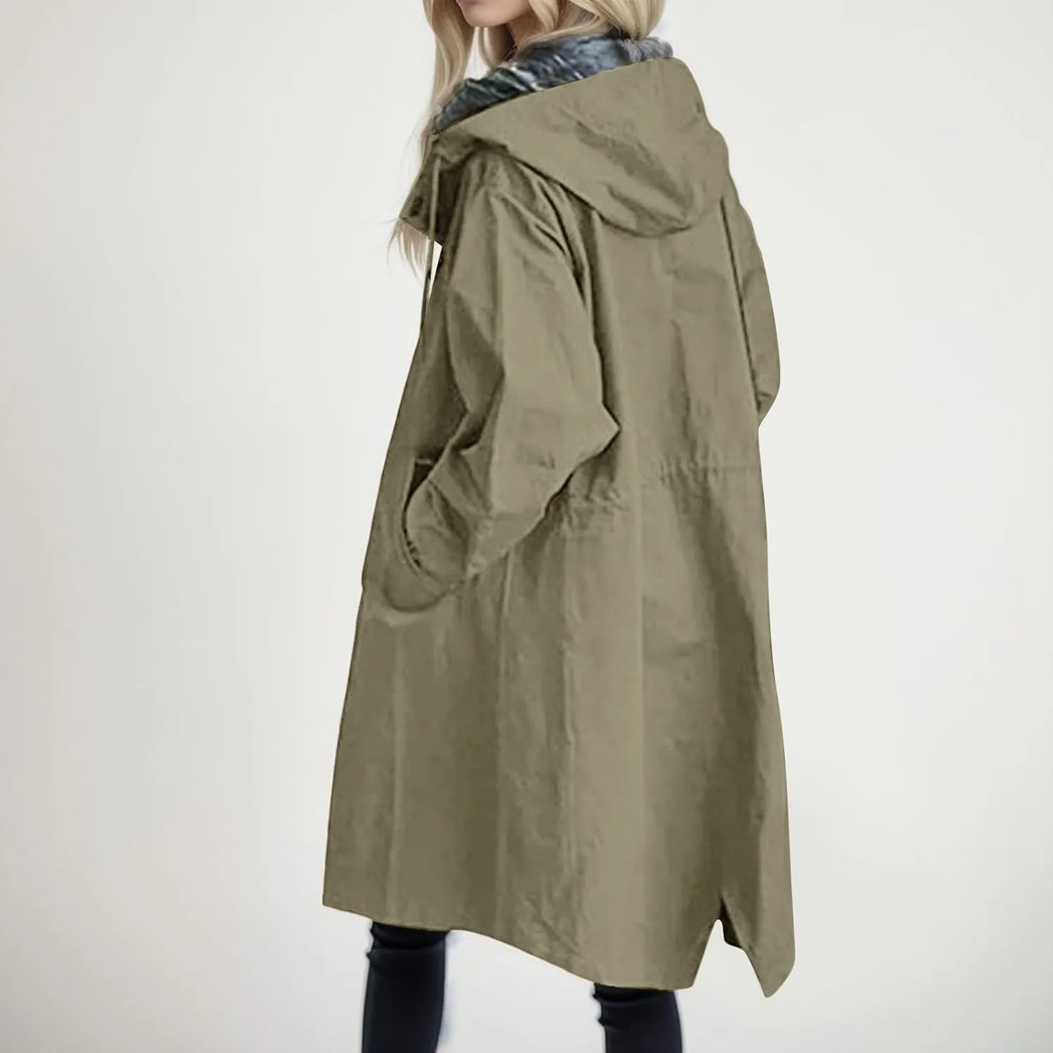 Womens Jackets Dressy Casual Winter Plus Size Trench Coat Loose Windbreaker Long Outwear Trendy Windbreaker Outwear