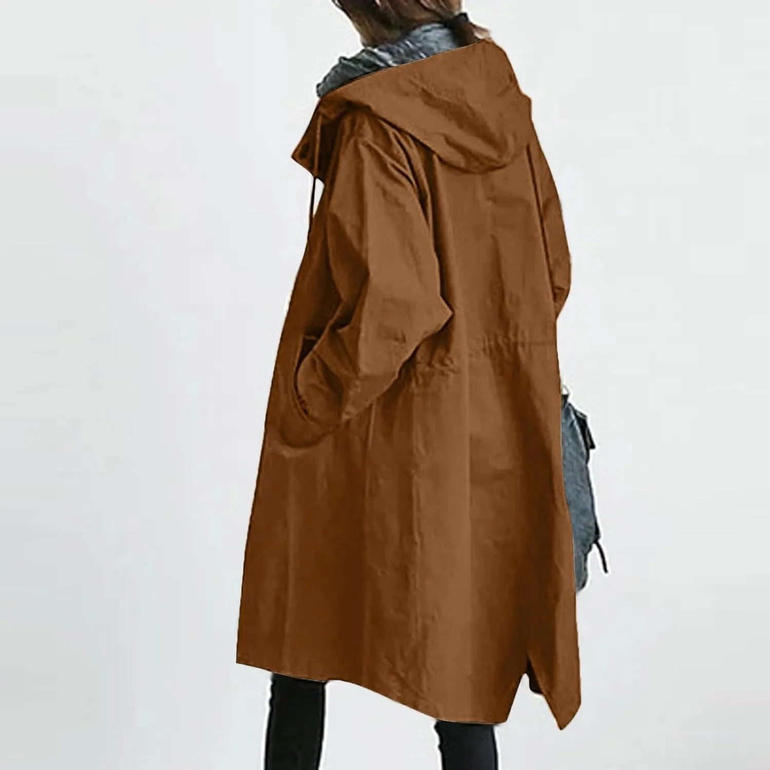 Womens Jackets Dressy Casual Winter Plus Size Trench Coat Loose Windbreaker Long Outwear Trendy Windbreaker Outwear