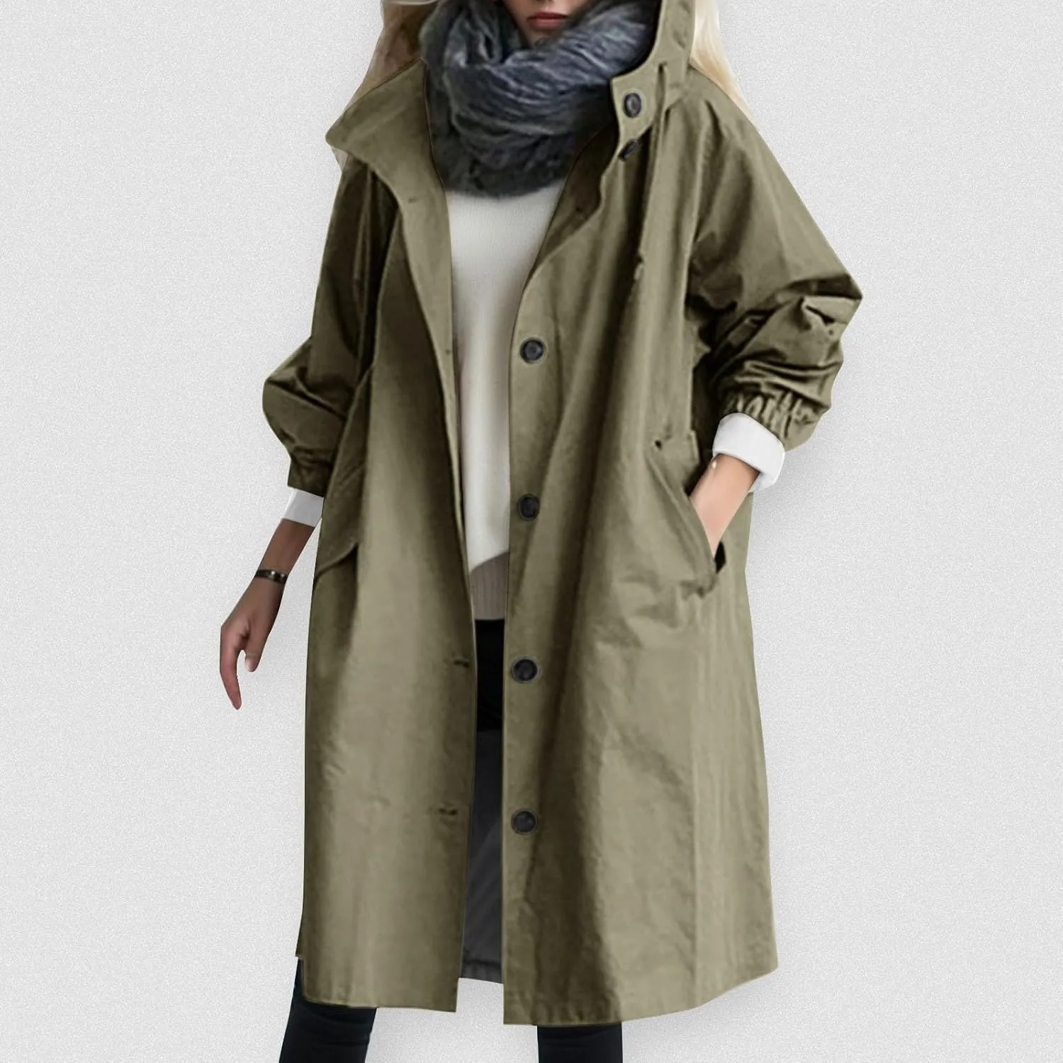 Womens Jackets Dressy Casual Winter Plus Size Trench Coat Loose Windbreaker Long Outwear Trendy Windbreaker Outwear
