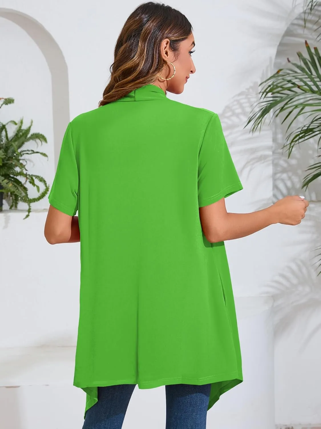 Women's Lightweight Open Front Cardigans Short Sleeve Casual Soft Drape Spring Summer Fall Cardigan S-3XL
