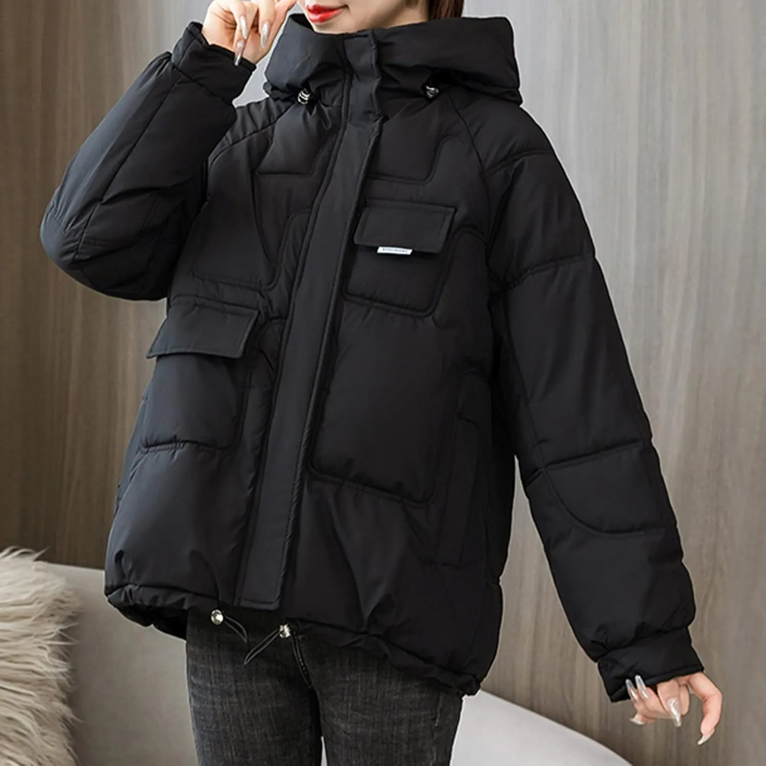Womens Lightweight Packable Down Puffer Jacket With Hood Plus Size Waterproof Winter Quilted Zip Up Casual Padded Coat