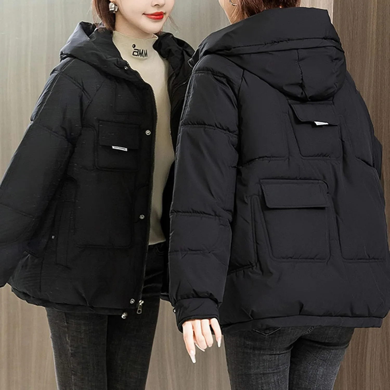 Womens Lightweight Packable Down Puffer Jacket With Hood Plus Size Waterproof Winter Quilted Zip Up Casual Padded Coat
