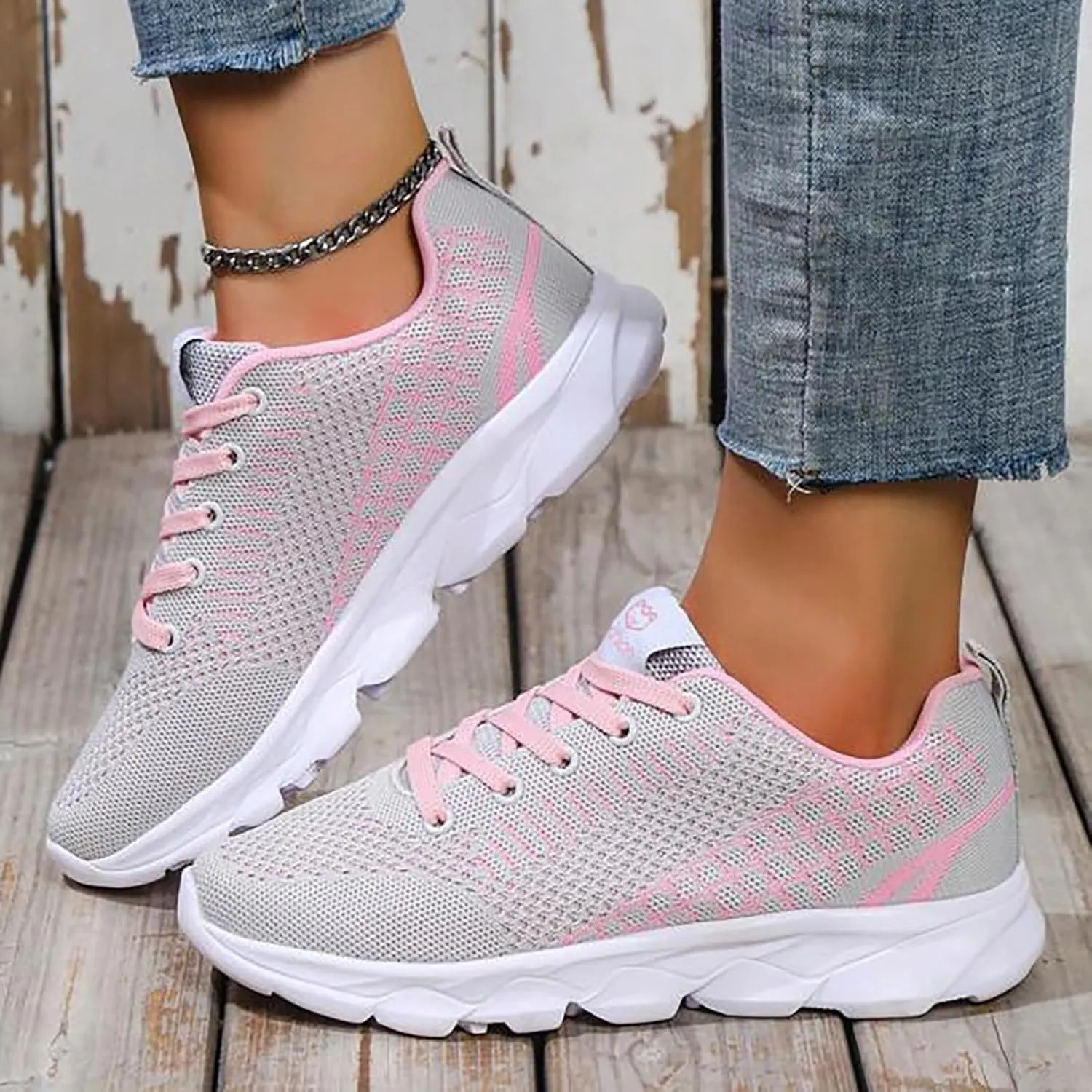 Women's Lightweight Walking Sneakers Breathable Tennis Athletic Running Shoes Fashion Non Slip Sport Shoes