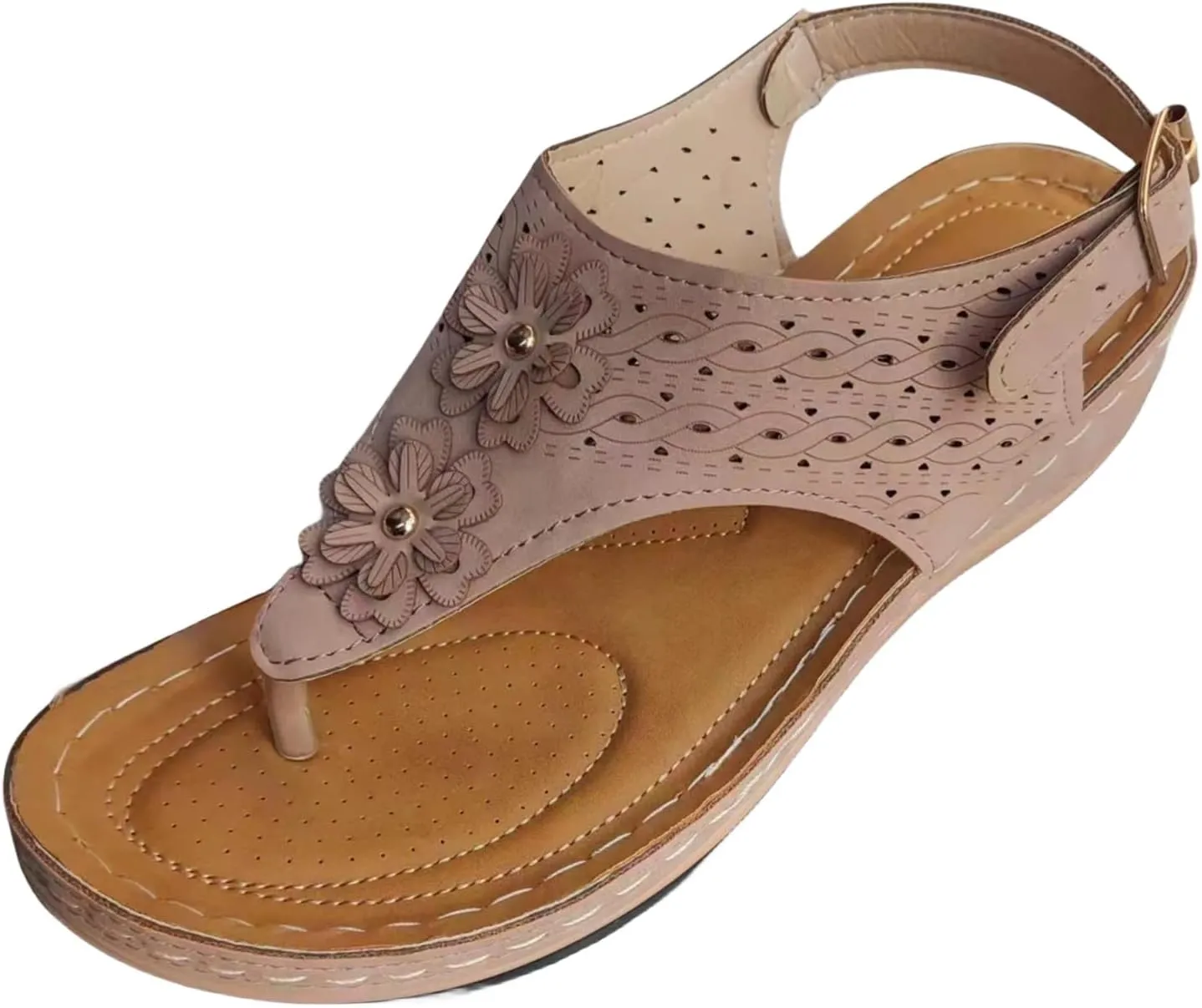 Womens Orthopedic Sandals Wedge Flip Flops for Women Summer Adjustable Anti-Slip Platform Sandals, Casual Comfortable Pinch Toe Beach Flip Flops Sandal with Arch Support